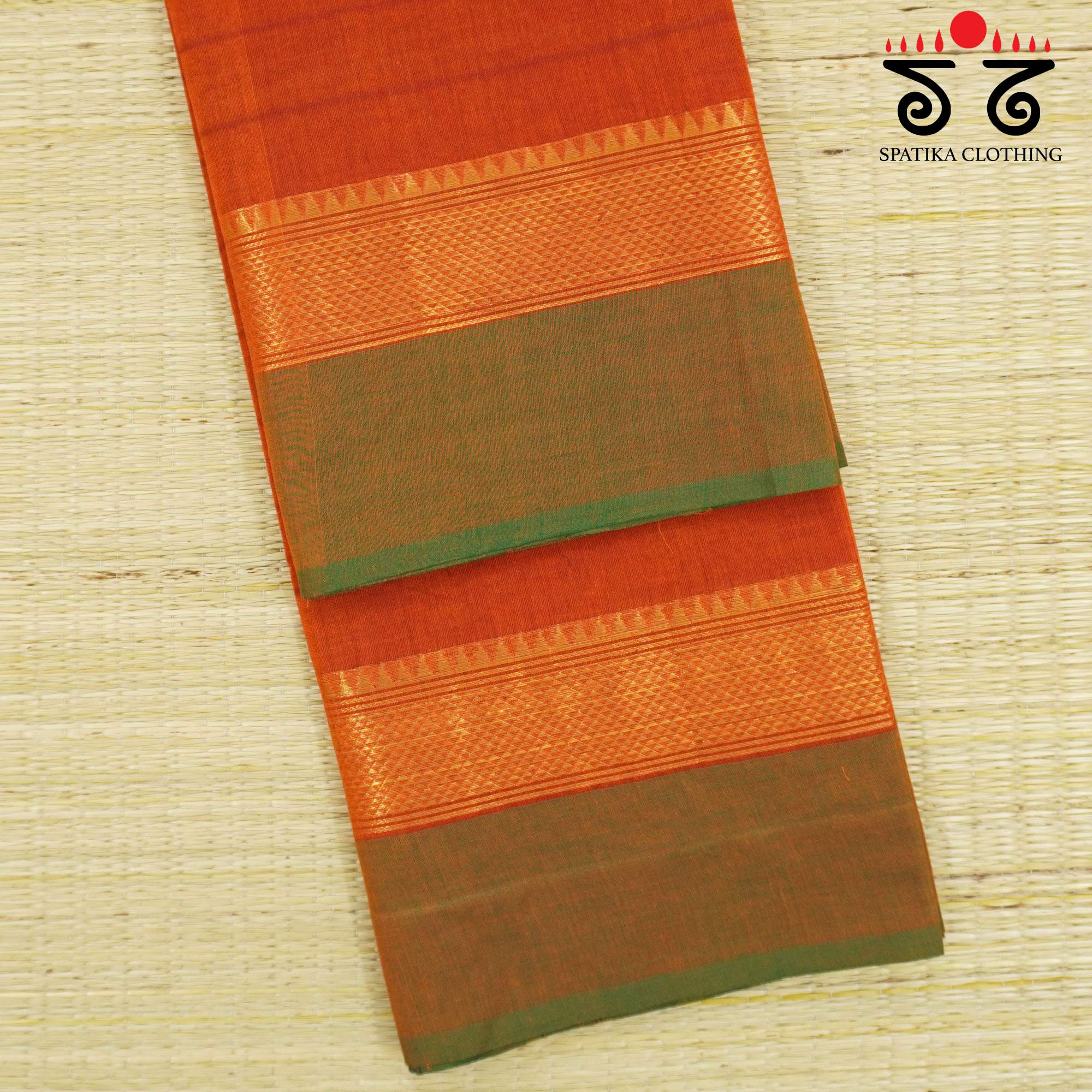 Orange Chettinad Cotton Saree