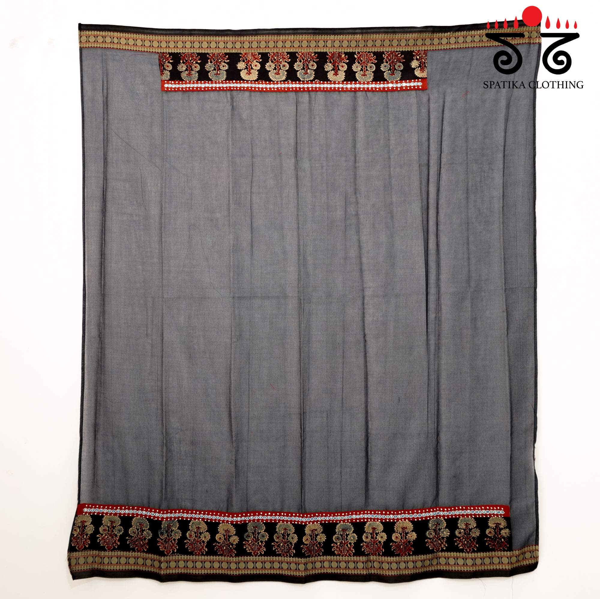Grey Hand-embroidered Blouse Fabric