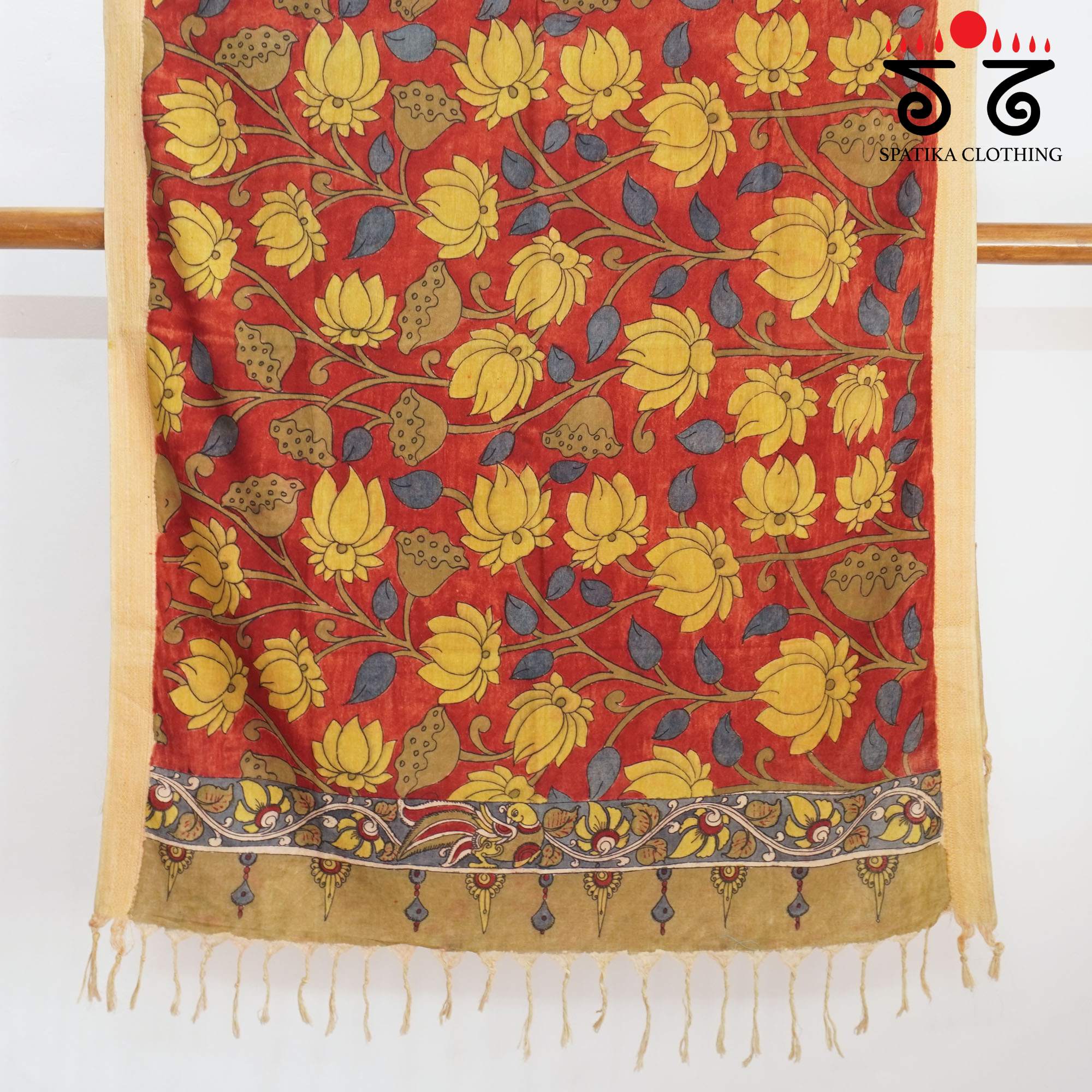 Red Pen Kalamkari Dupatta