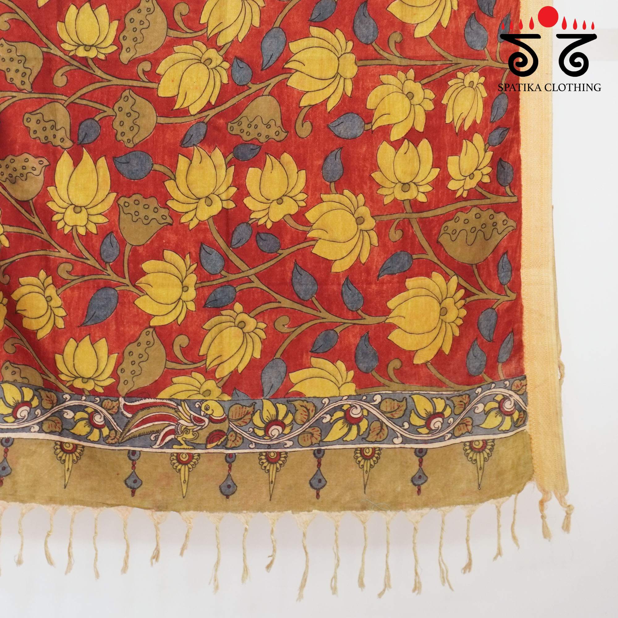 Red Pen Kalamkari Dupatta