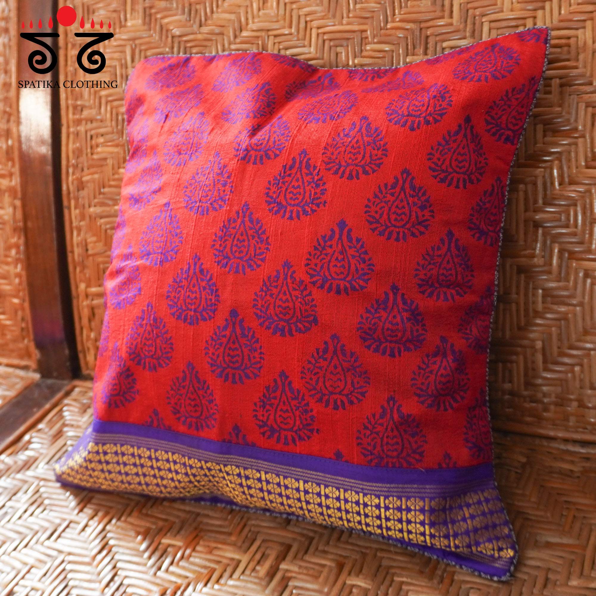 Silk Block Printed Cushion Cover