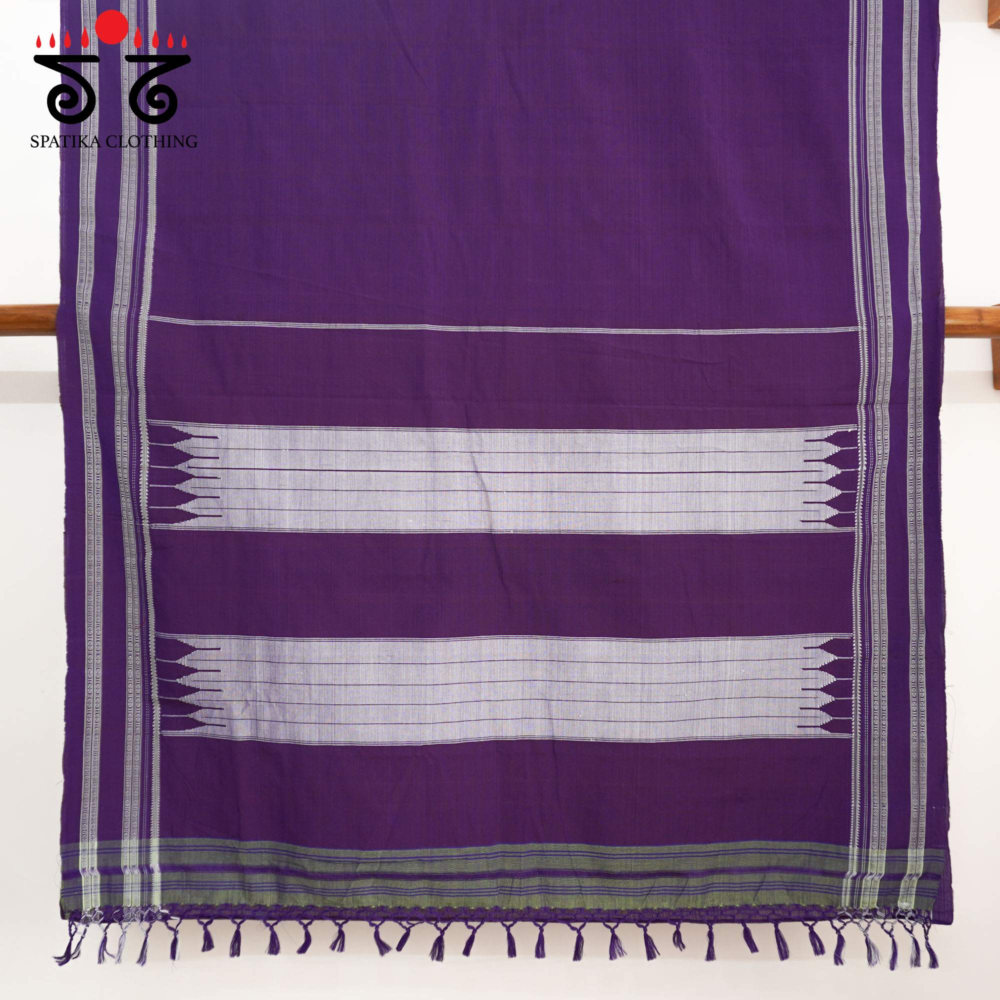 Purple Ilkal Handwoven Cotton Saree - Bandhini Blouse