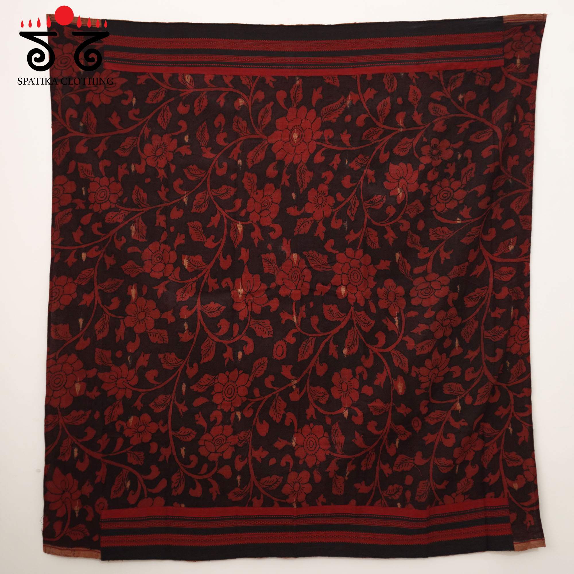 Red Ilkal Handwoven Cotton Saree - Pen Kalamkari Blouse