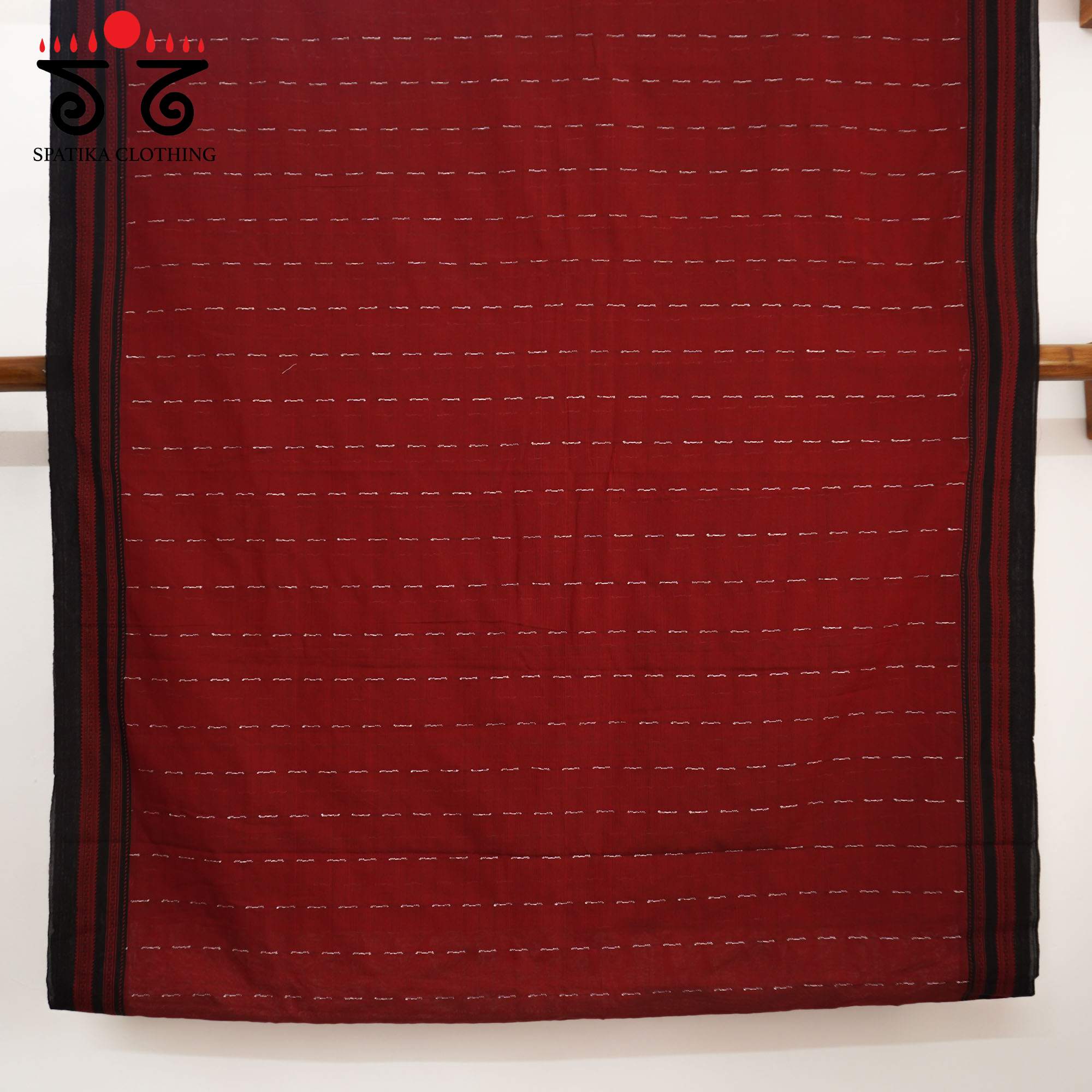 Red Ilkal Handwoven Cotton Saree - Pen Kalamkari Blouse