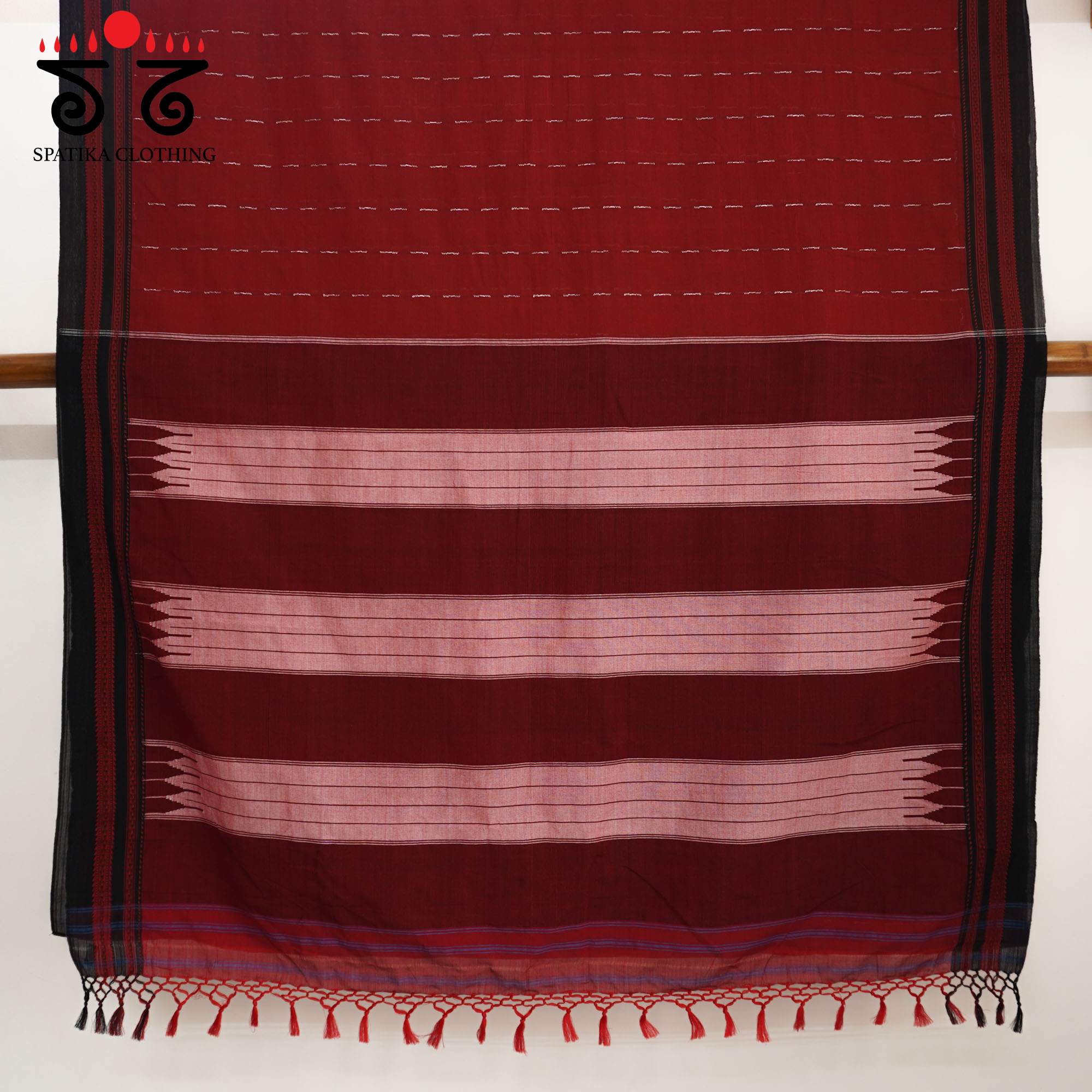 Red Ilkal Handwoven Cotton Saree - Pen Kalamkari Blouse