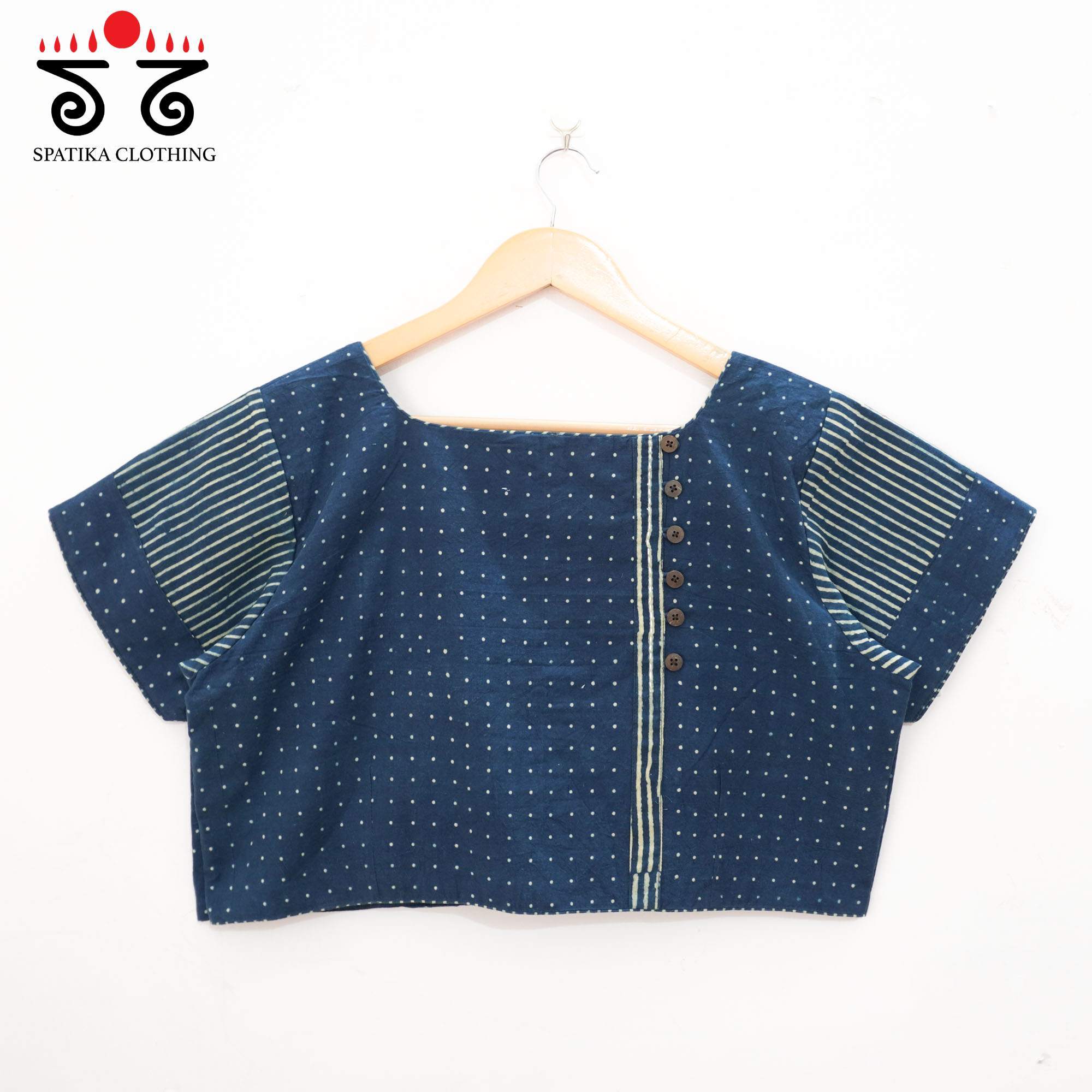 Blue Ajrak Side Closure Blouse