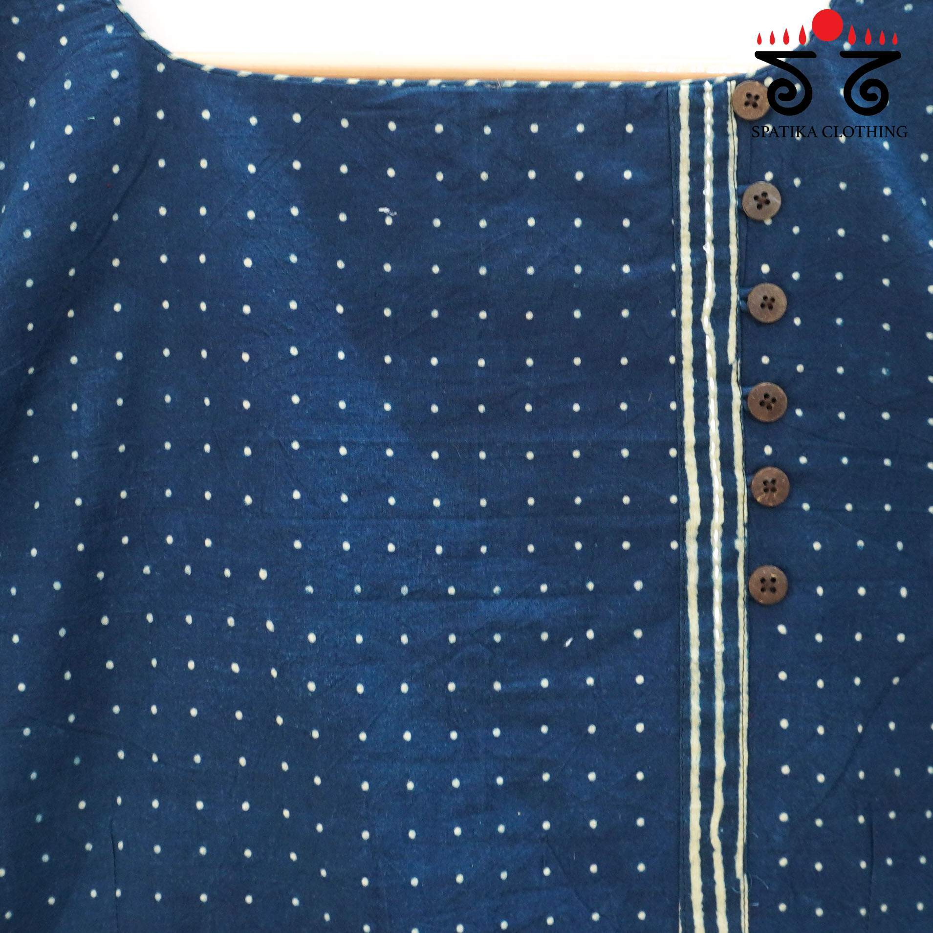 Blue Ajrak Side Closure Blouse