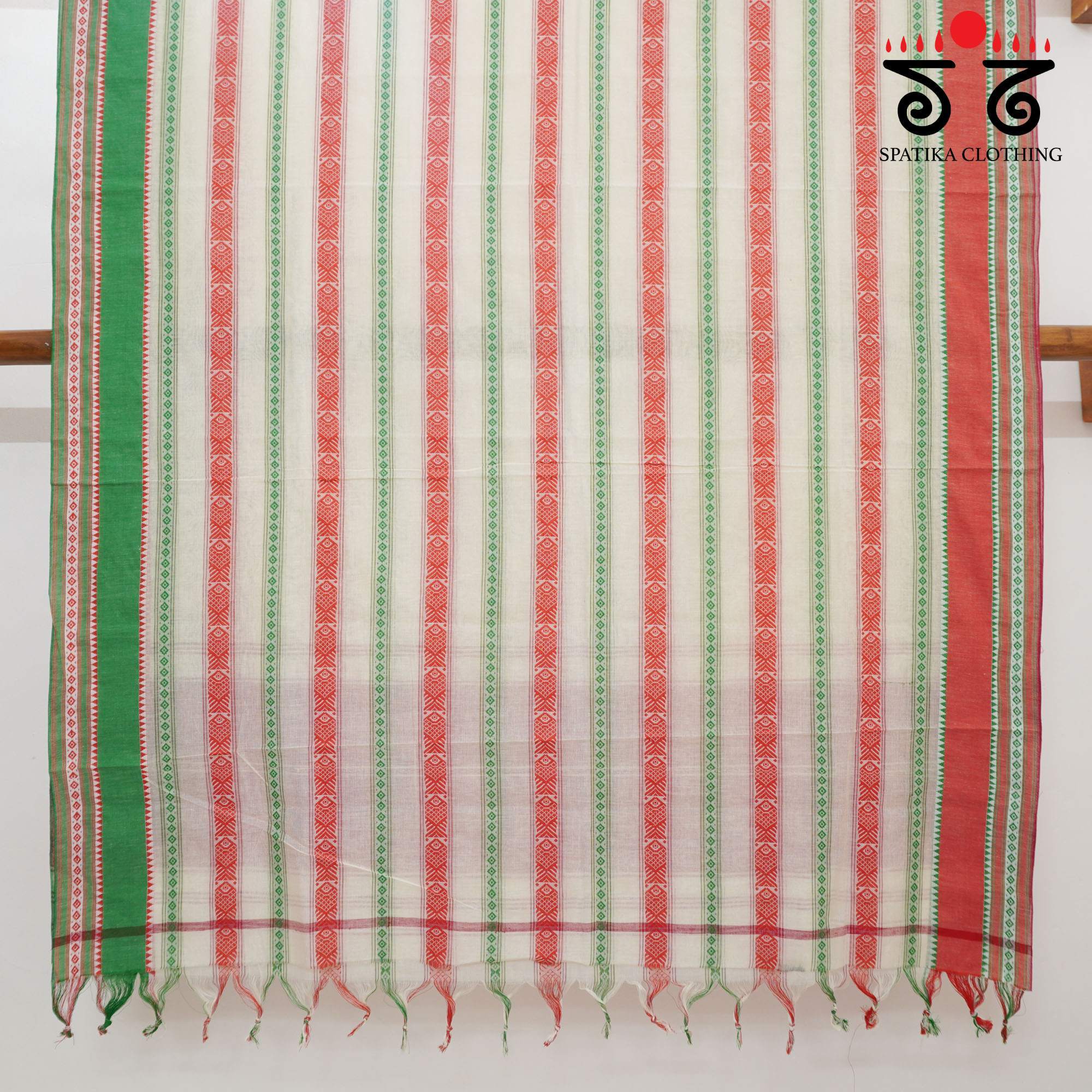 Off White Begampur Handwoven Cotton Saree New!