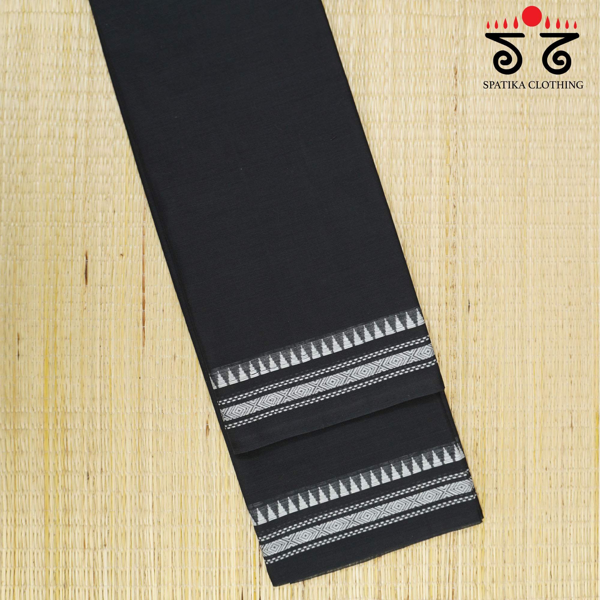 Black Begampur Handwoven Cotton Saree New!