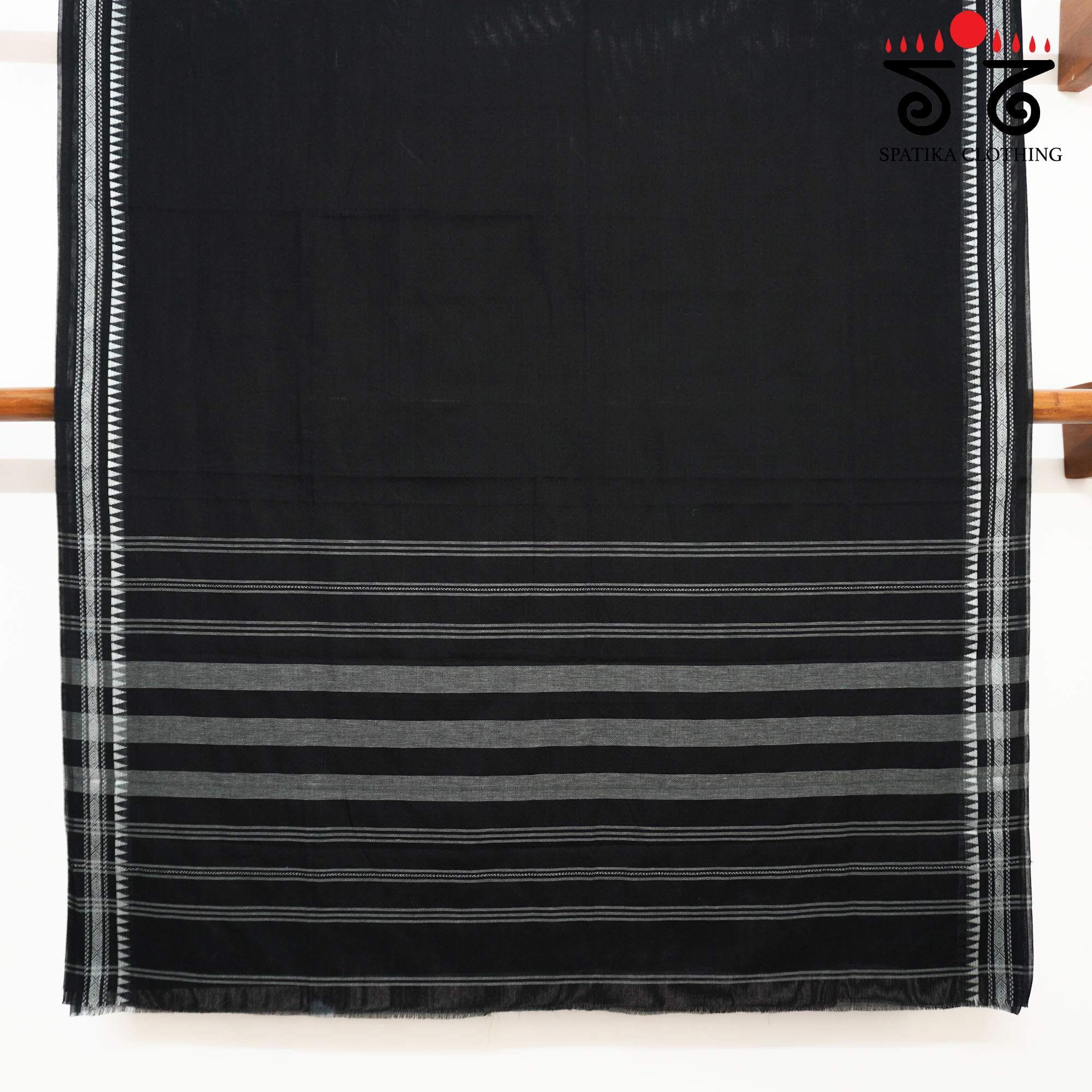 Black Begampur Handwoven Cotton Saree New!