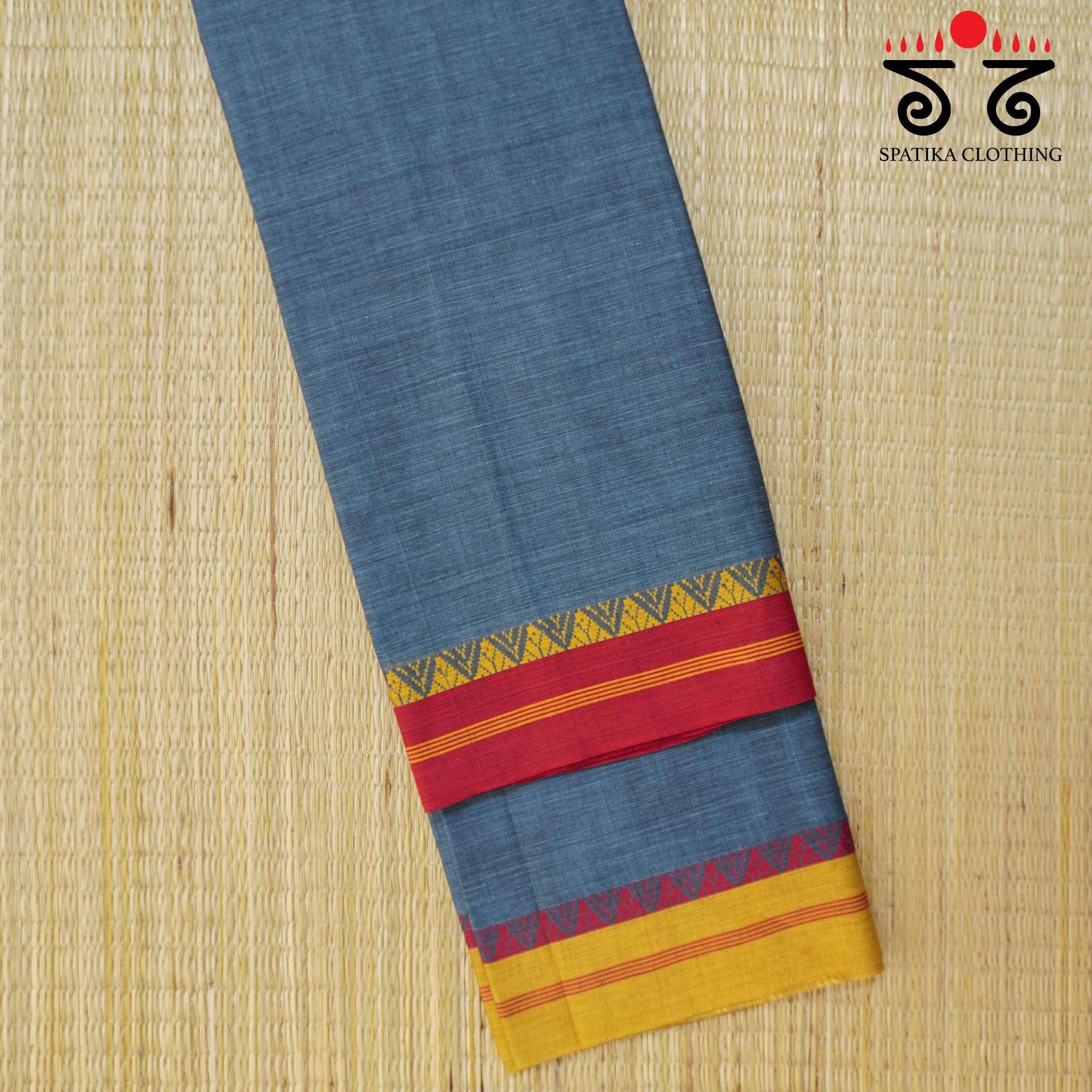 Blue Begampur - Blue Handwoven Cotton Saree