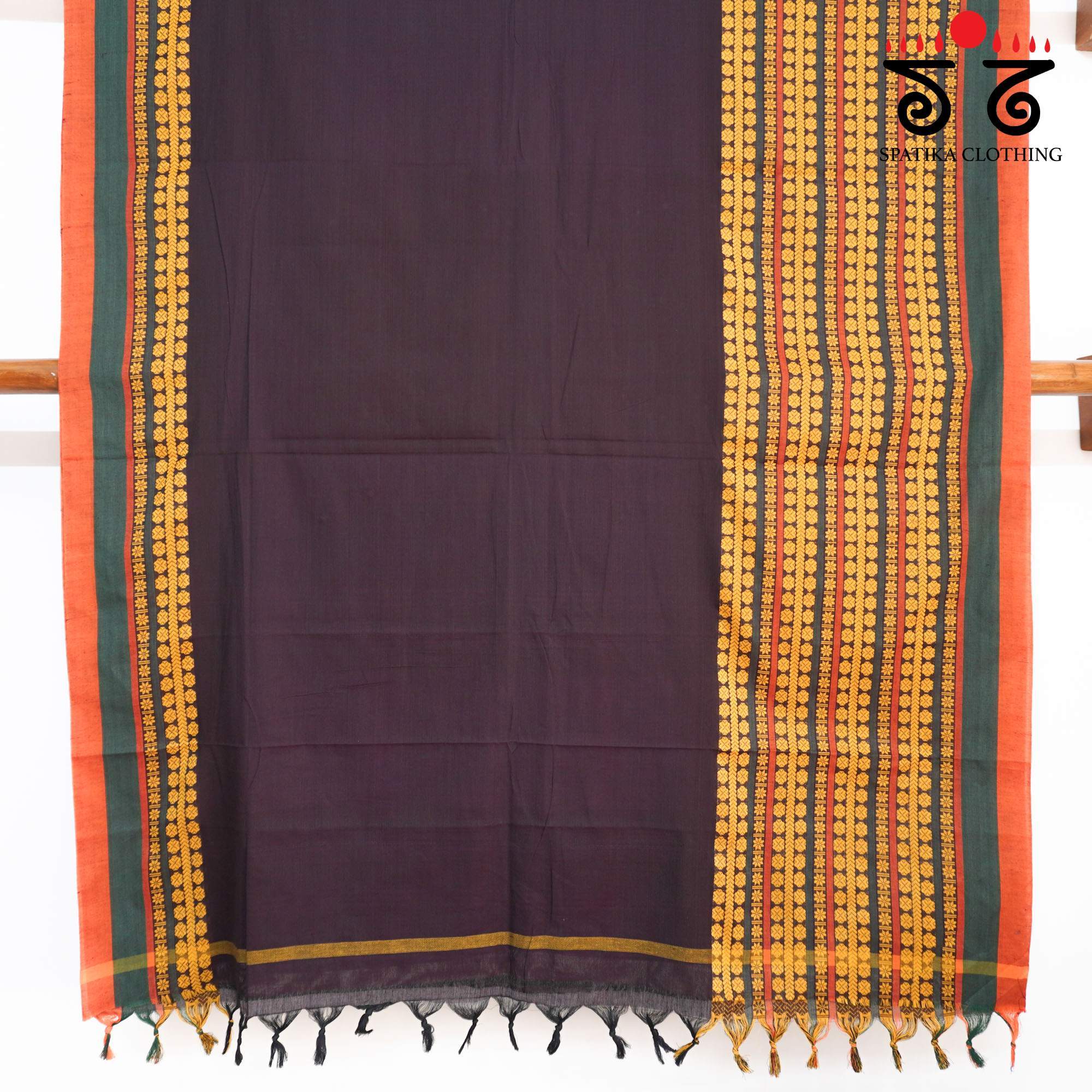 Brown Begampur Handwoven Cotton Saree New!