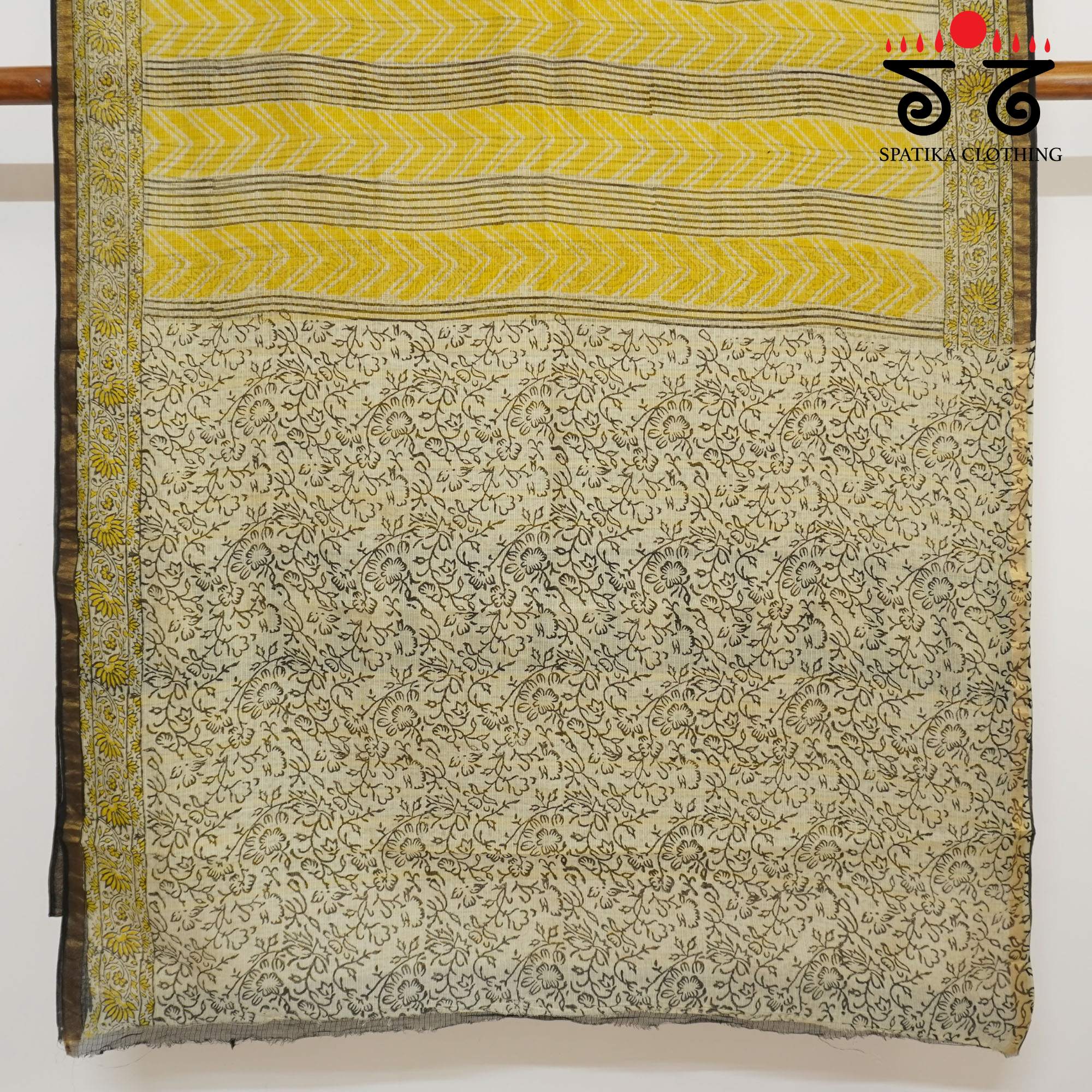 Yellow Multi Kota Hand Block Printed Saree