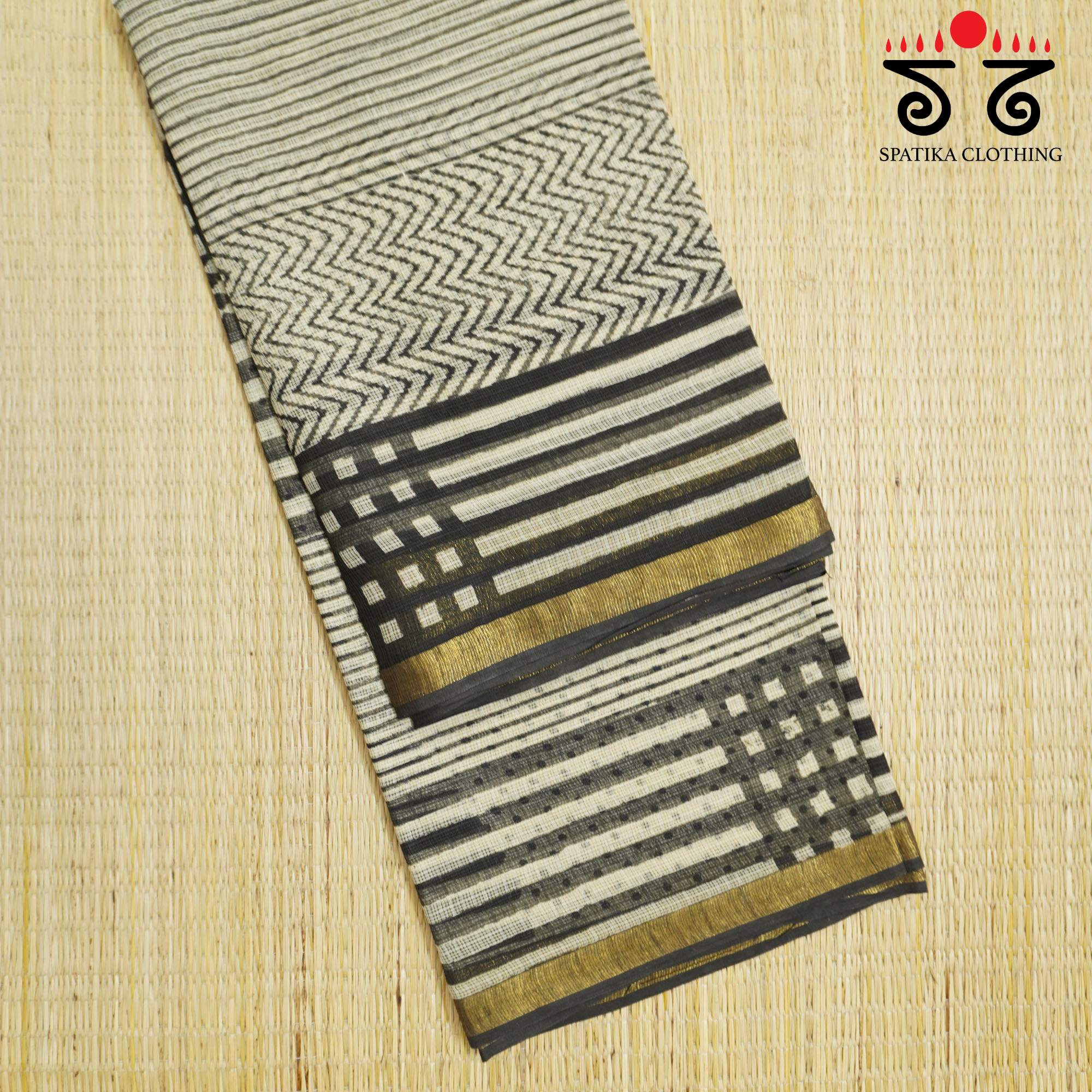 Black Kota Hand Block Printed Saree