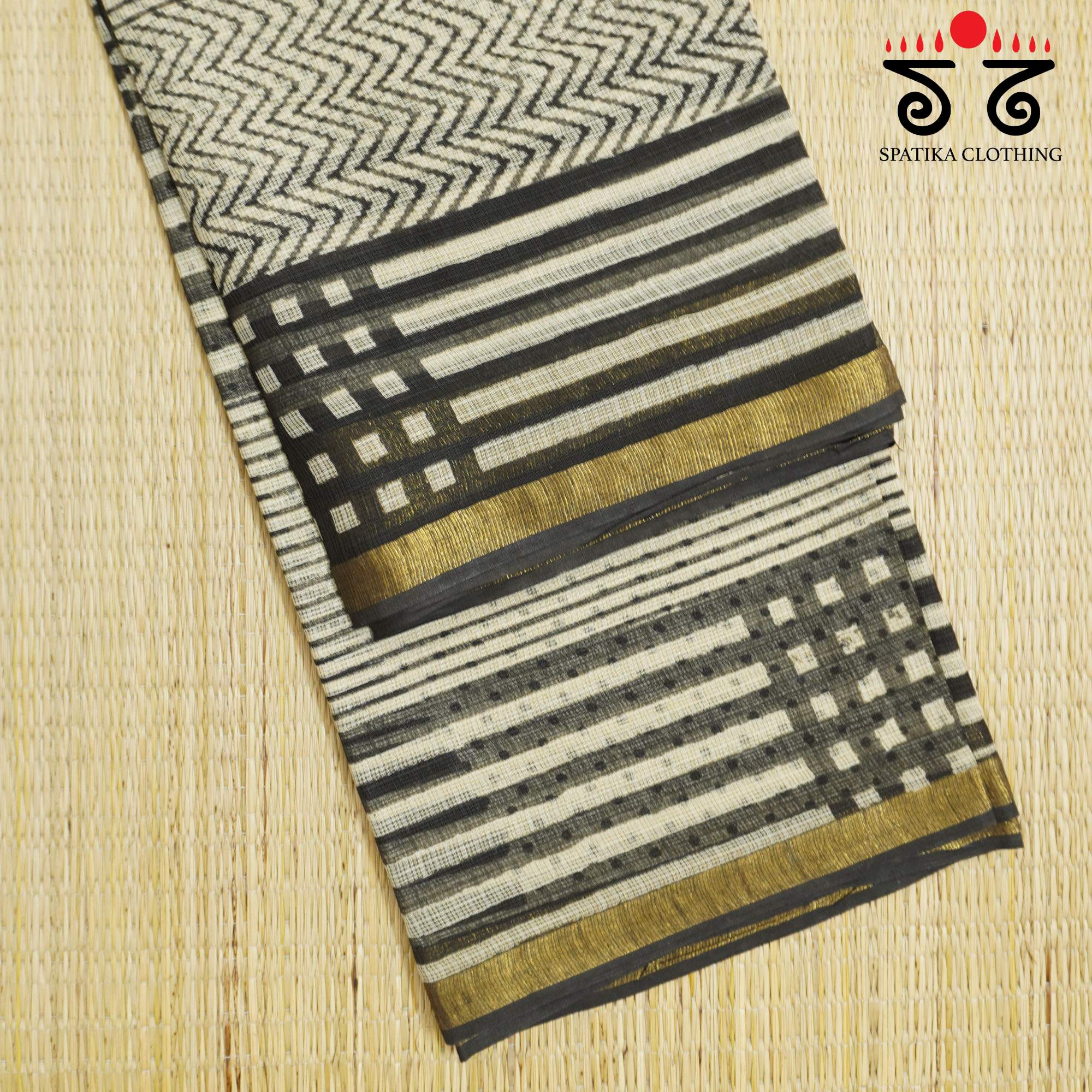 Black Kota Hand Block Printed Saree