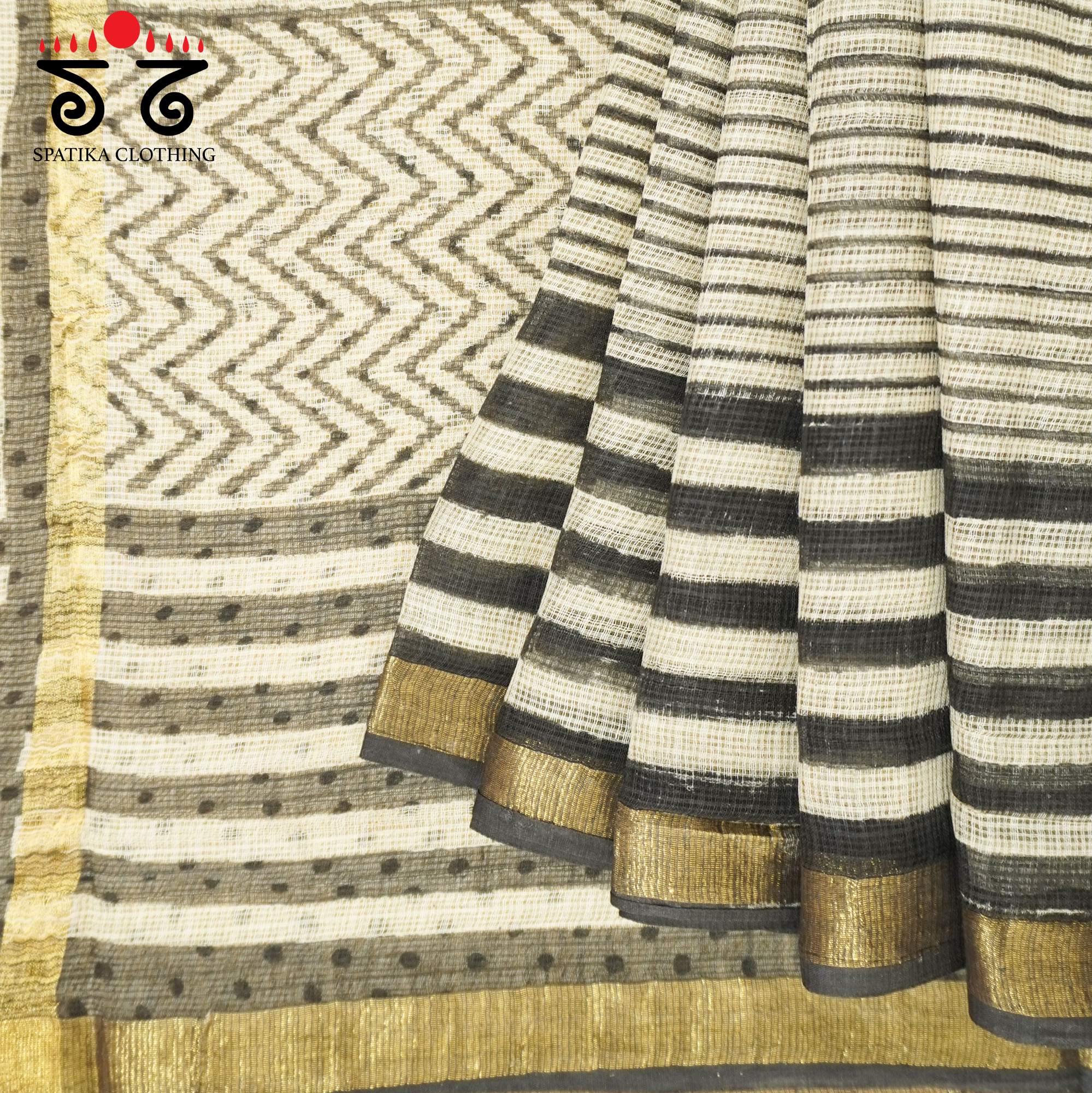 Black Kota Hand Block Printed Saree
