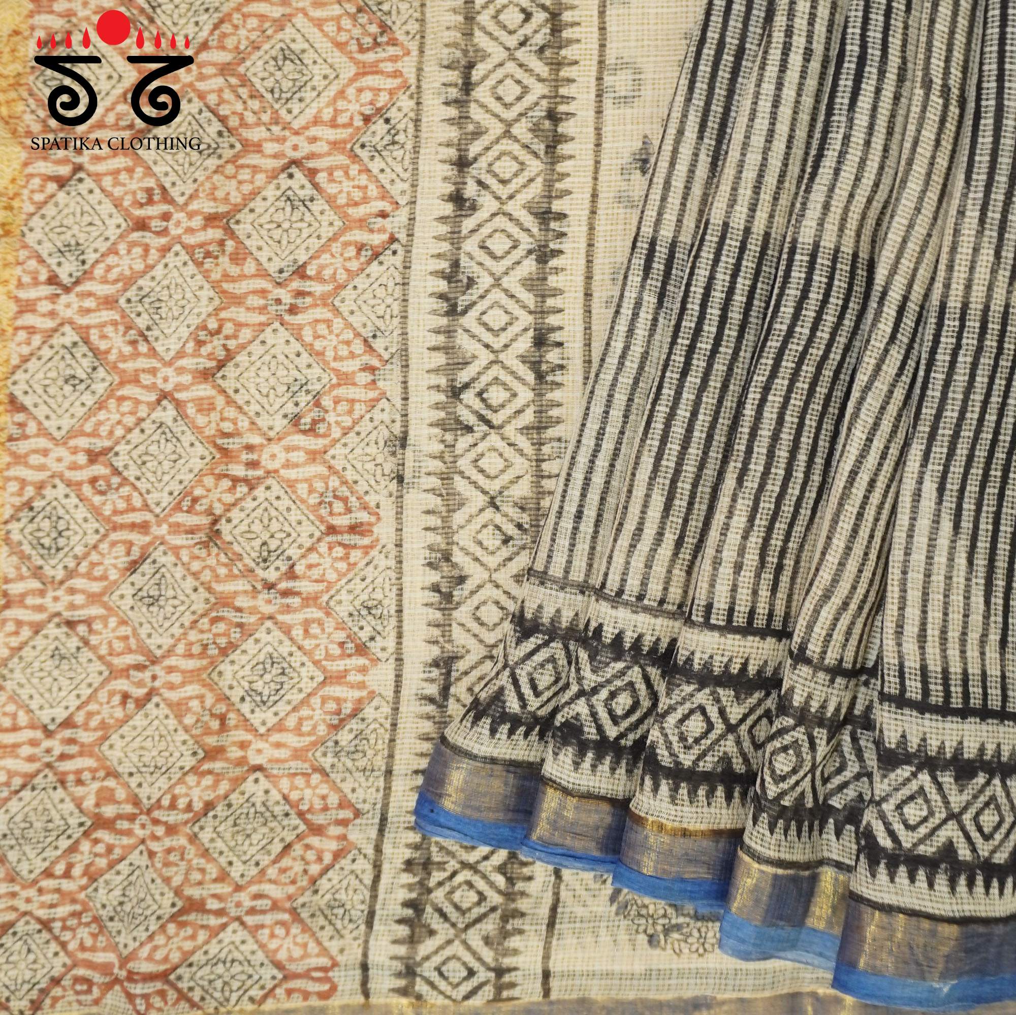 Black Kota Hand Block Printed Saree