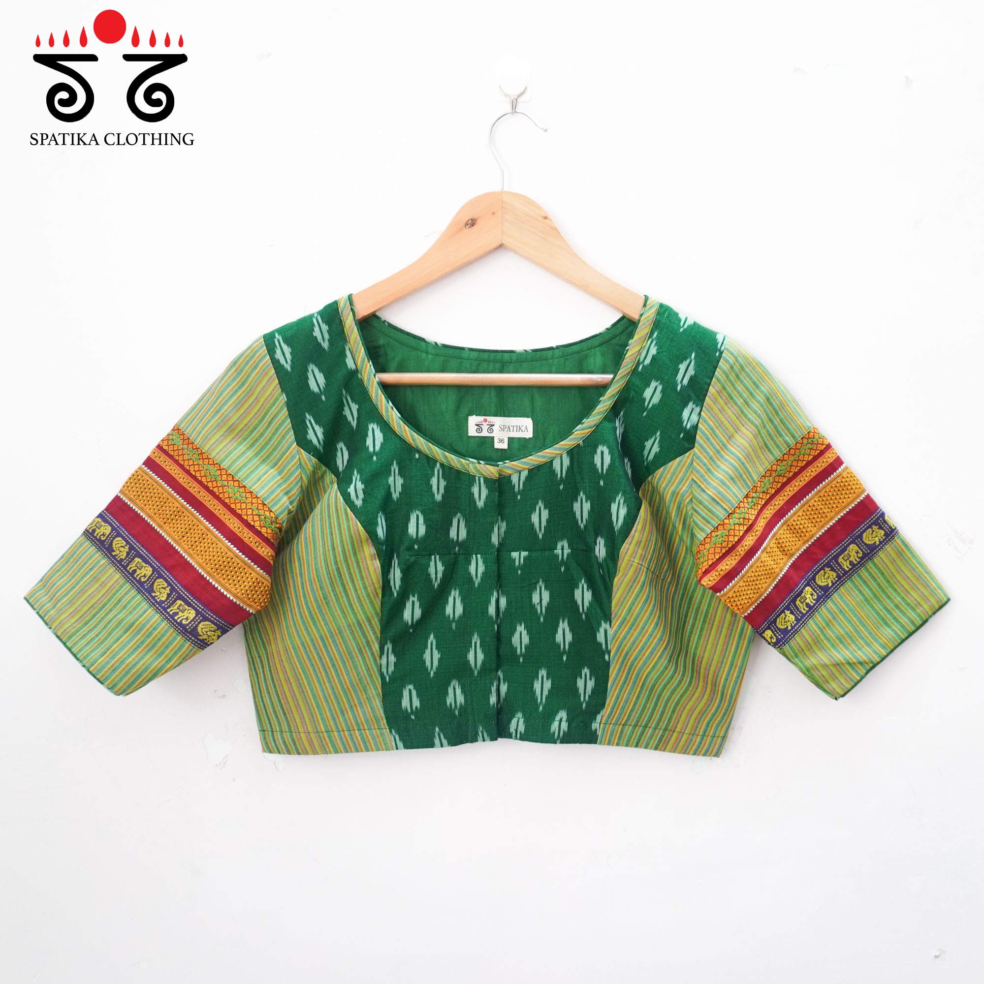 Green Ikat Khun-Hand crafted Blouse