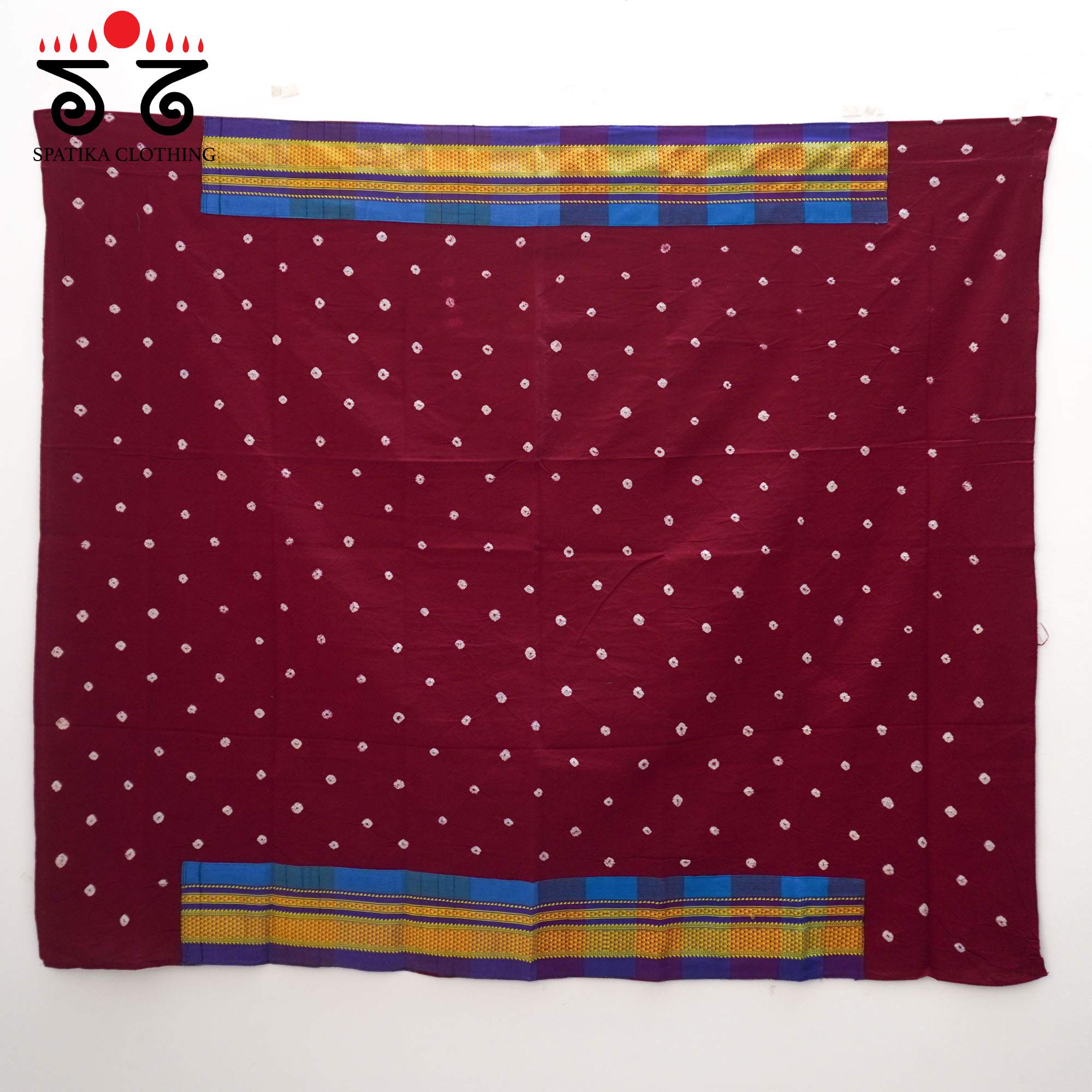 Blue Ilkal Handwoven Cotton Saree - Bandhani Blouse