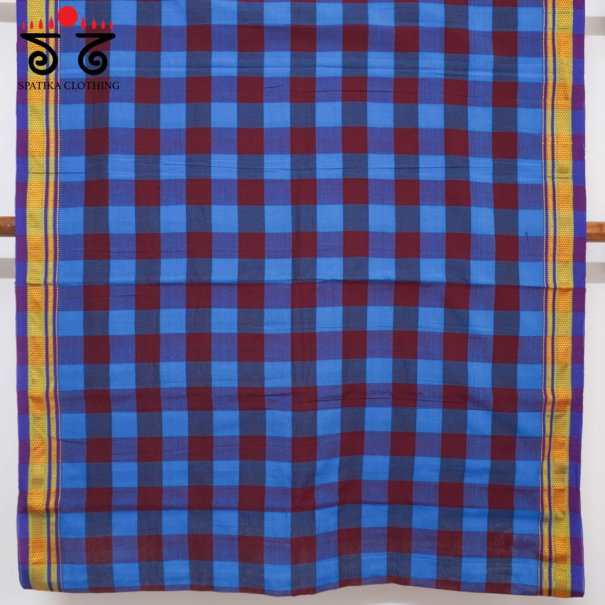 Blue Ilkal Handwoven Cotton Saree - Bandhani Blouse