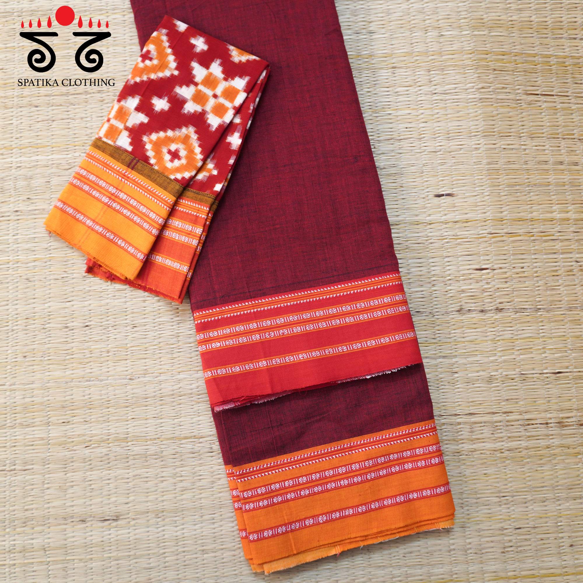 Maroon Ilkal Handwoven Cotton Saree - Telia Blouse