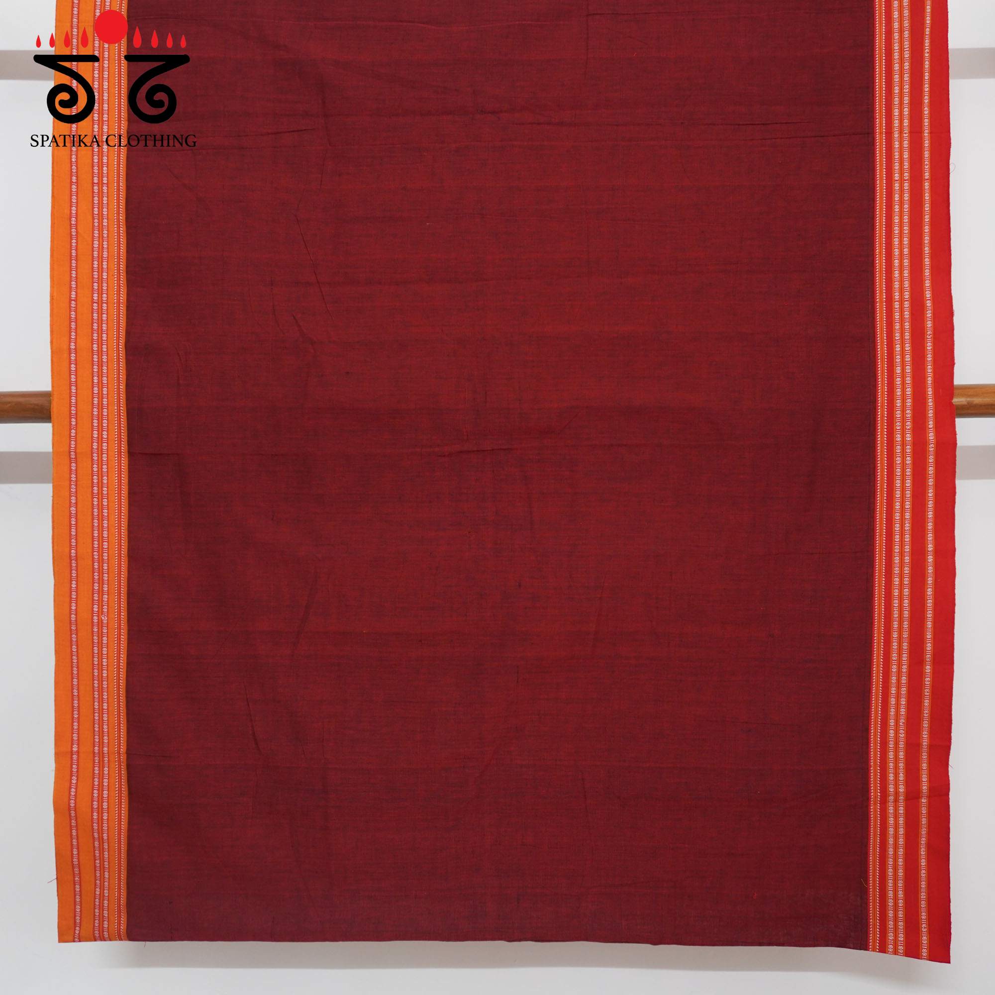 Maroon Ilkal Handwoven Cotton Saree - Telia Blouse
