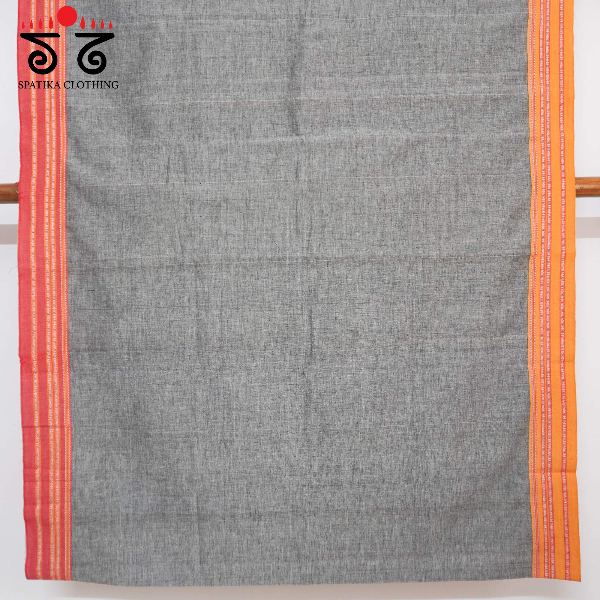 Grey Ilkal Handwoven Cotton Saree - Ajrak Blouse