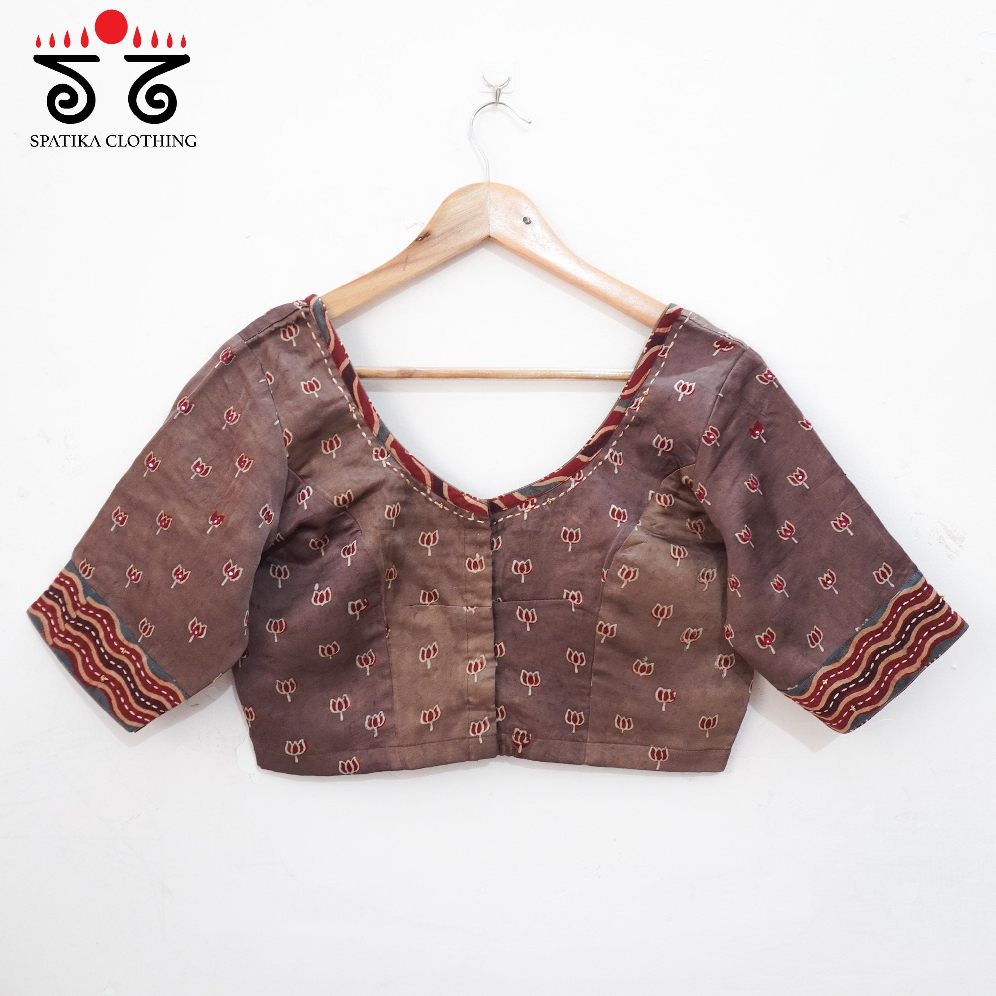 Brown Lotus - Ajrak Modal Handcrafted Blouse