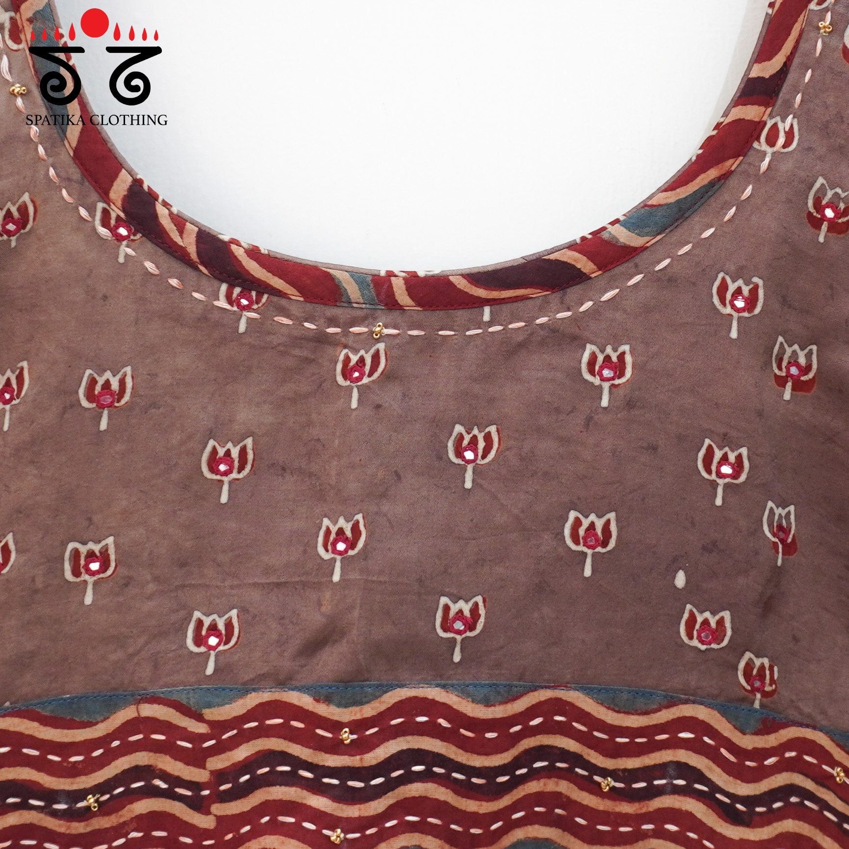 Brown Lotus - Ajrak Modal Handcrafted Blouse
