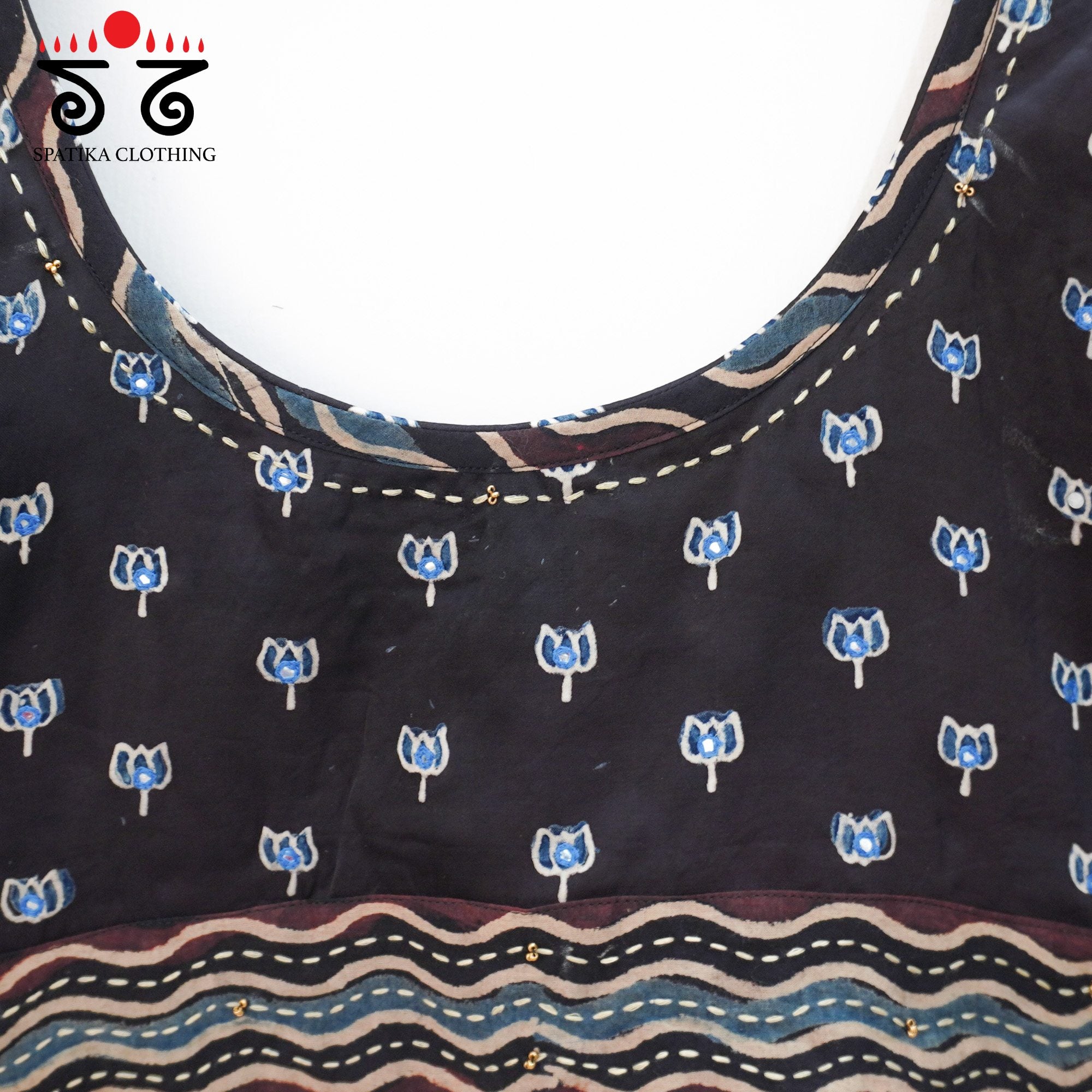 Black Lotus - Ajrak Modal Handcrafted Blouse