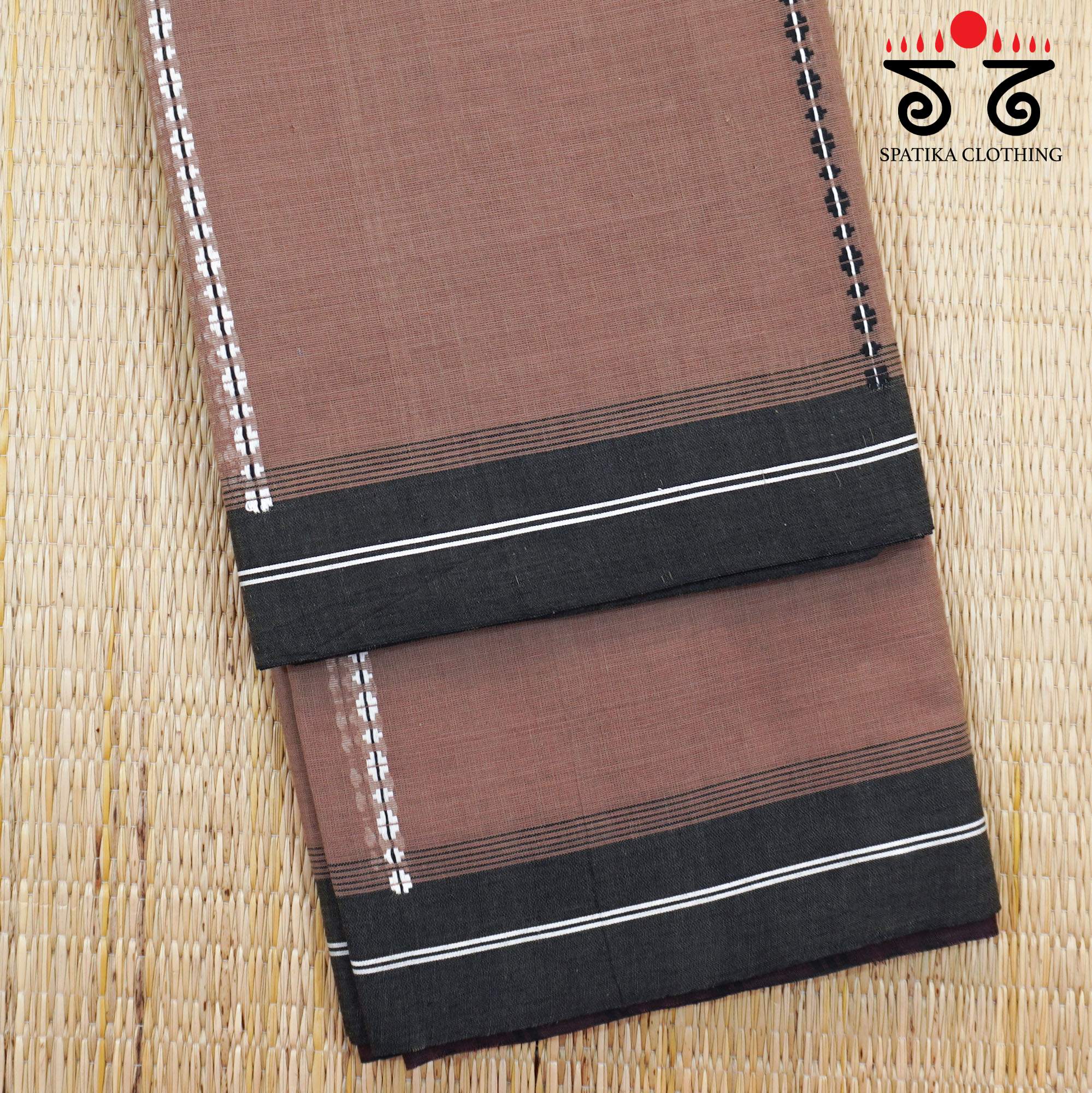 Brown Begampur Handwoven Cotton Saree