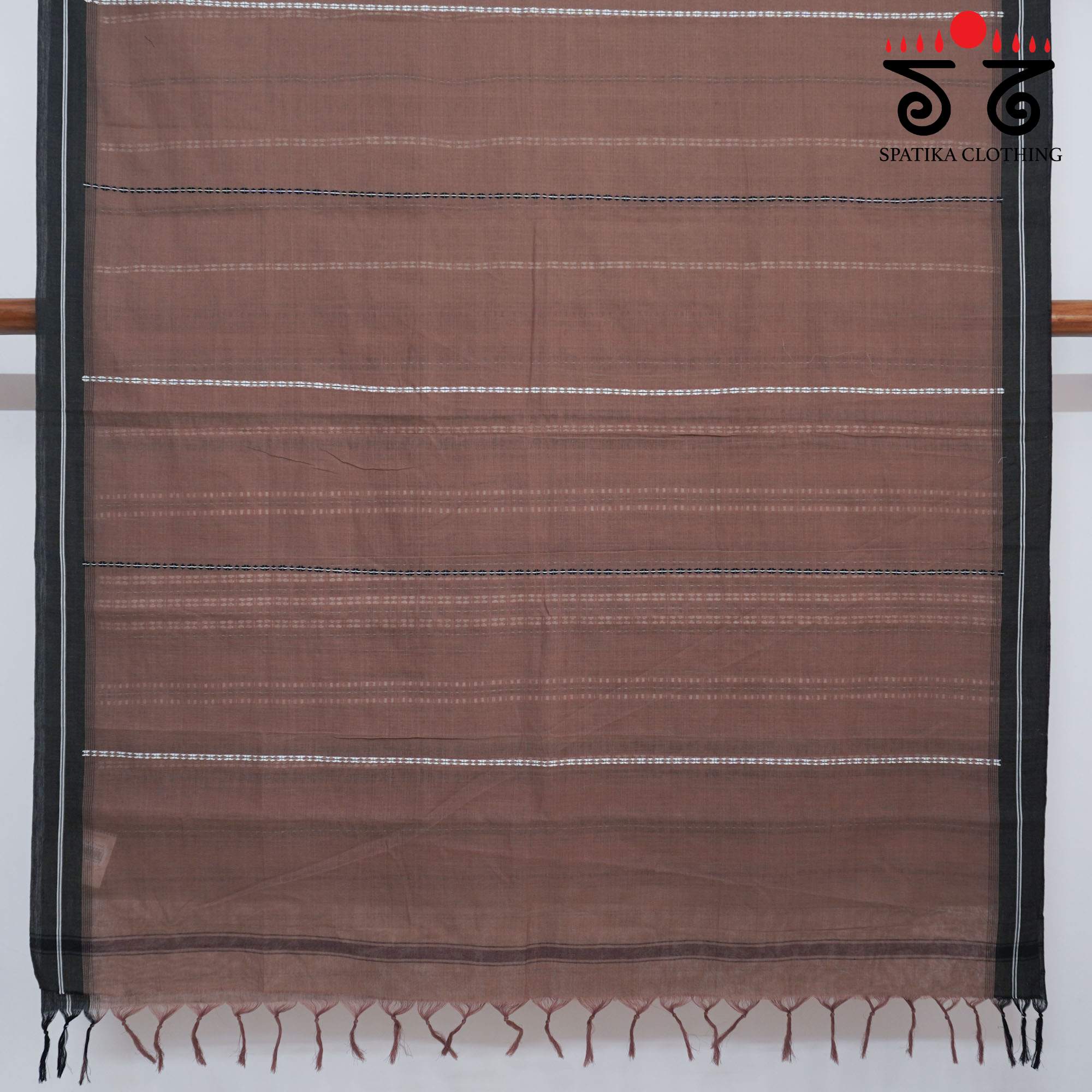 Brown Begampur Handwoven Cotton Saree
