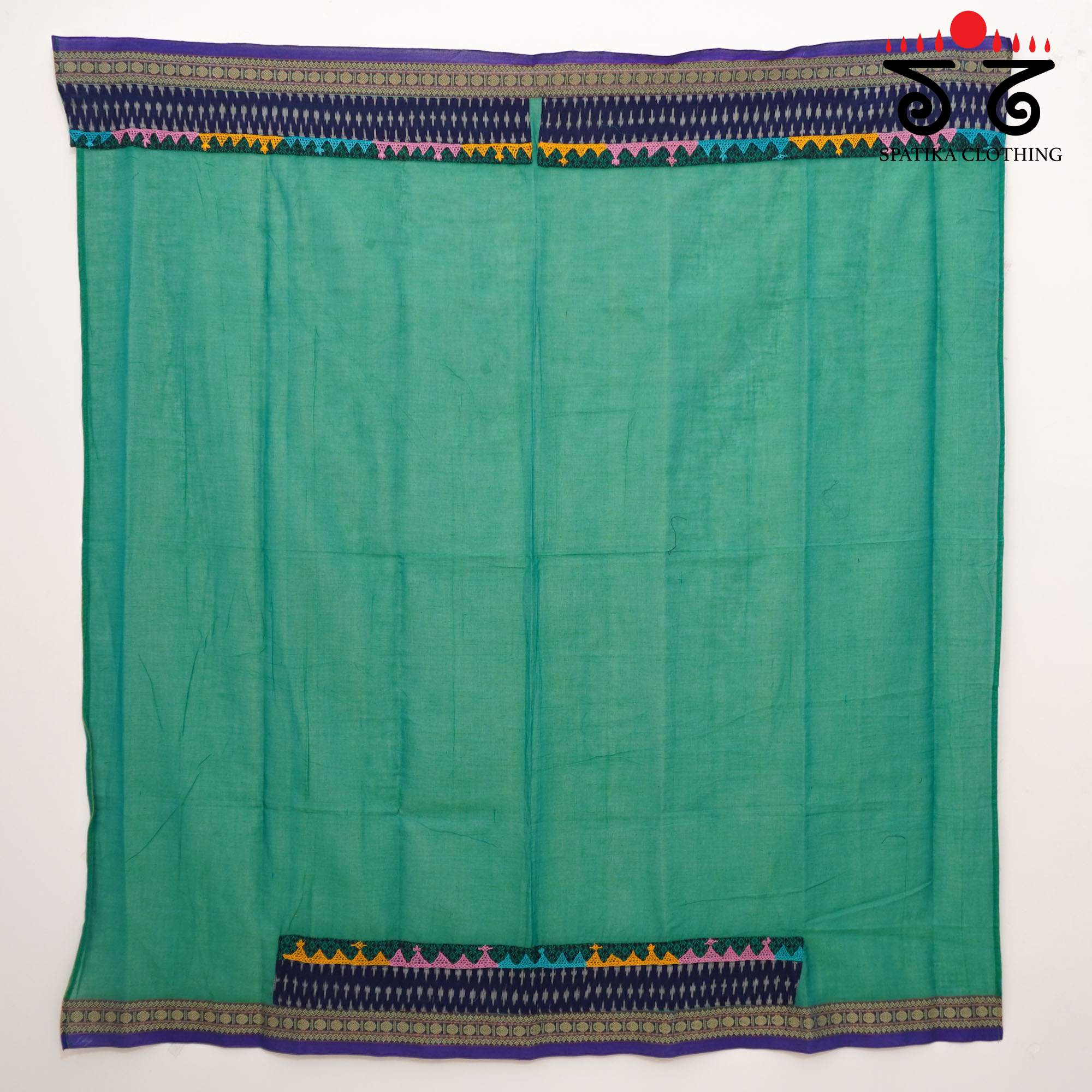 Green Lambani Hand-embroidered Blouse Fabric
