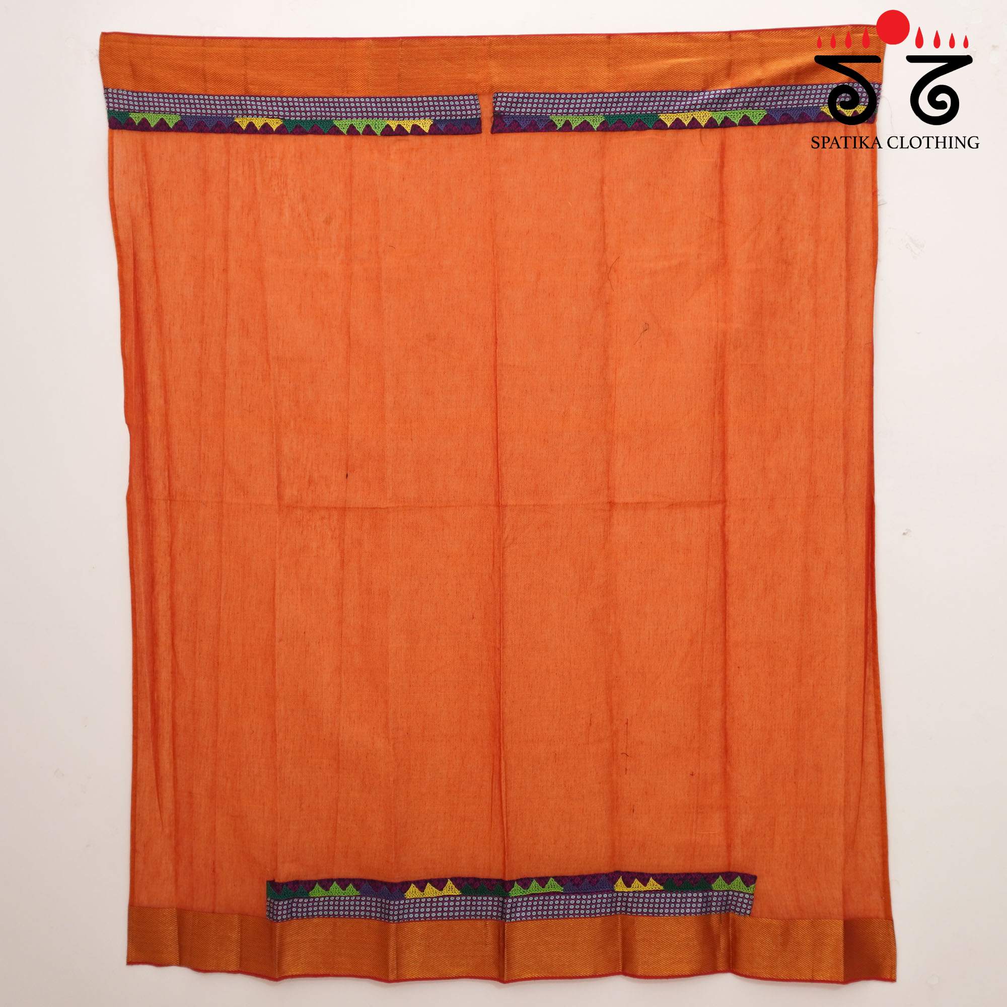 Orange Lambani Hand-embroidered Blouse Fabric
