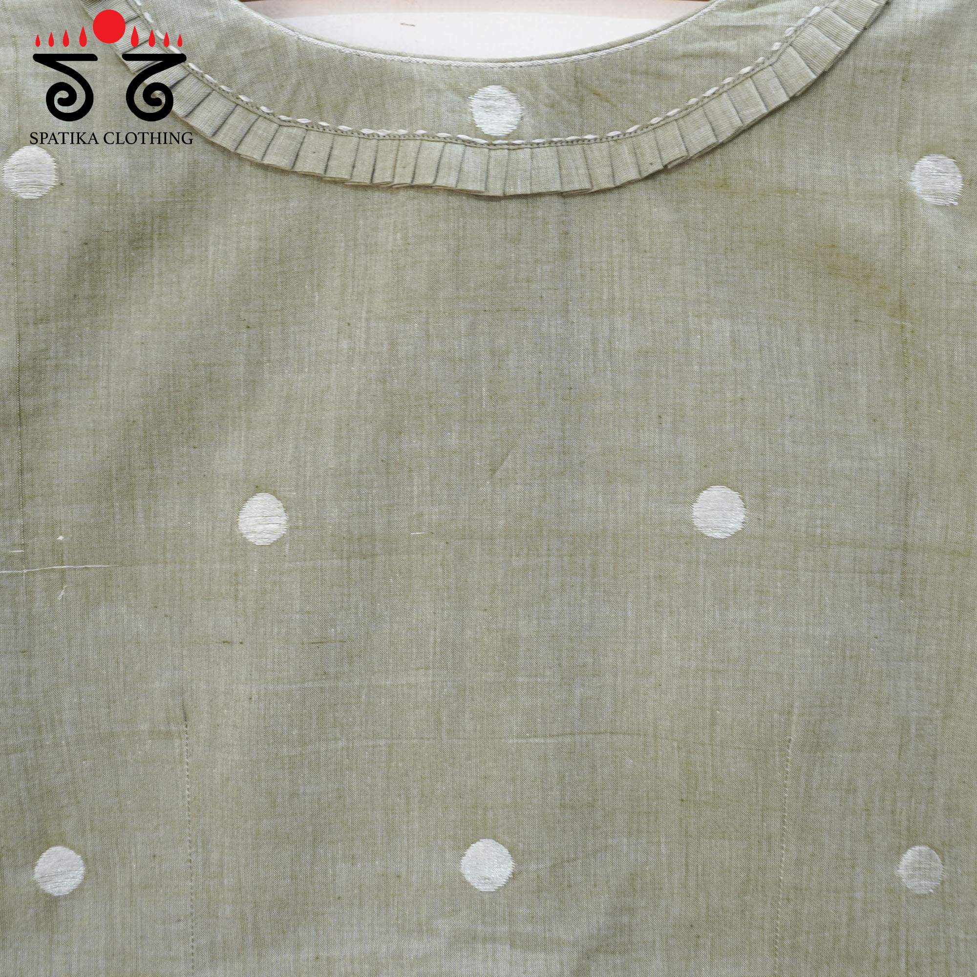 The Frilled Off Light Grey Jamdhani Blouse