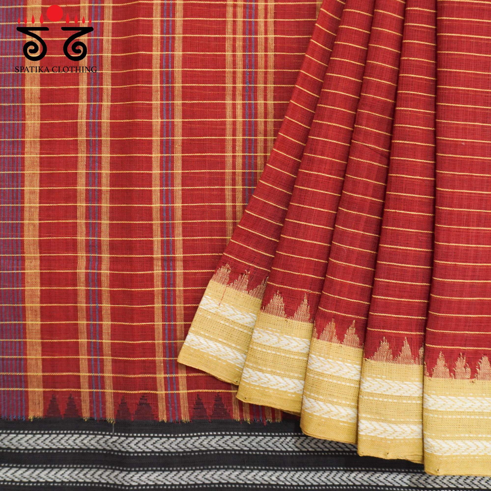 Red Ponduru Handspun Cotton Saree