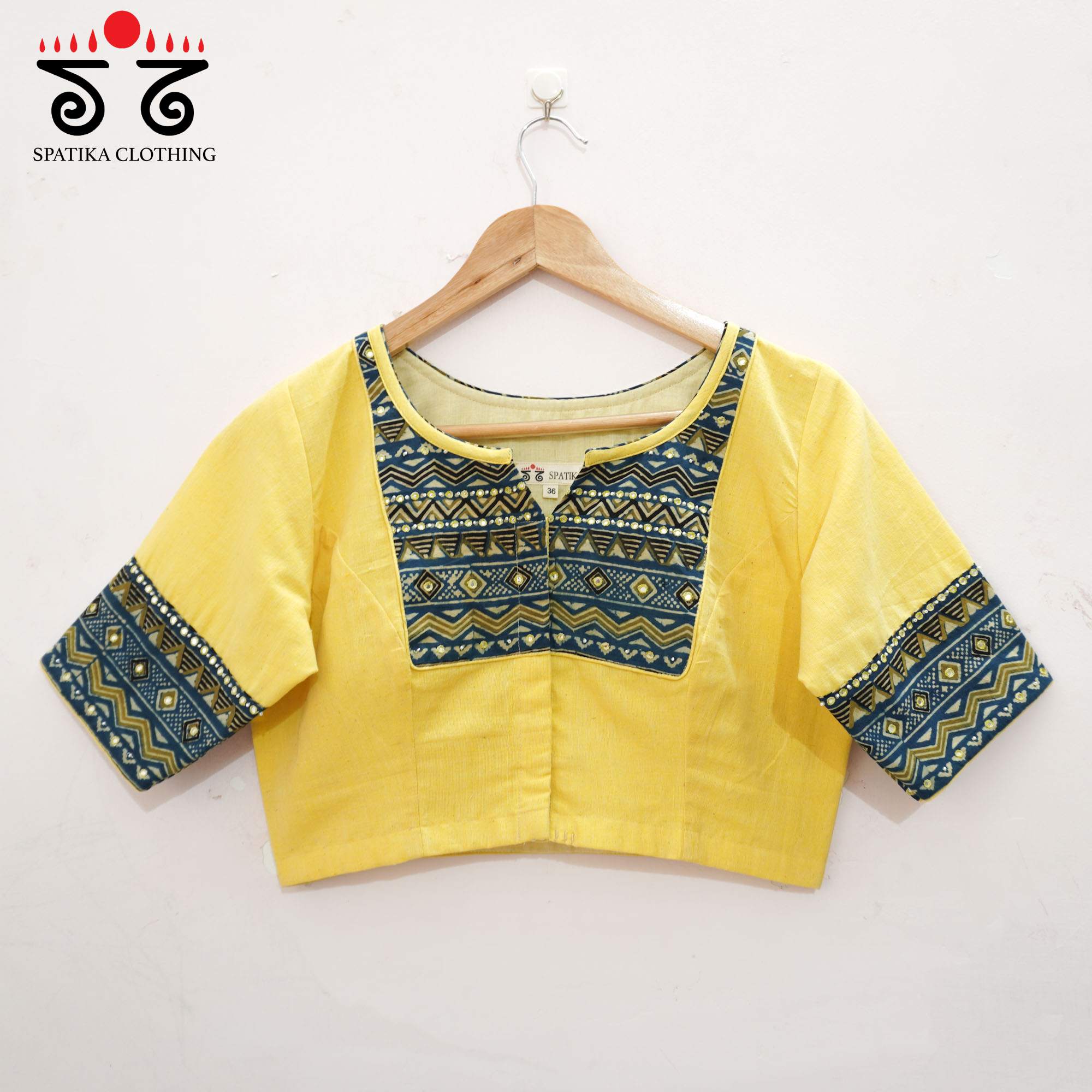 Yellow Ajrak Patch Work Blouse New!
