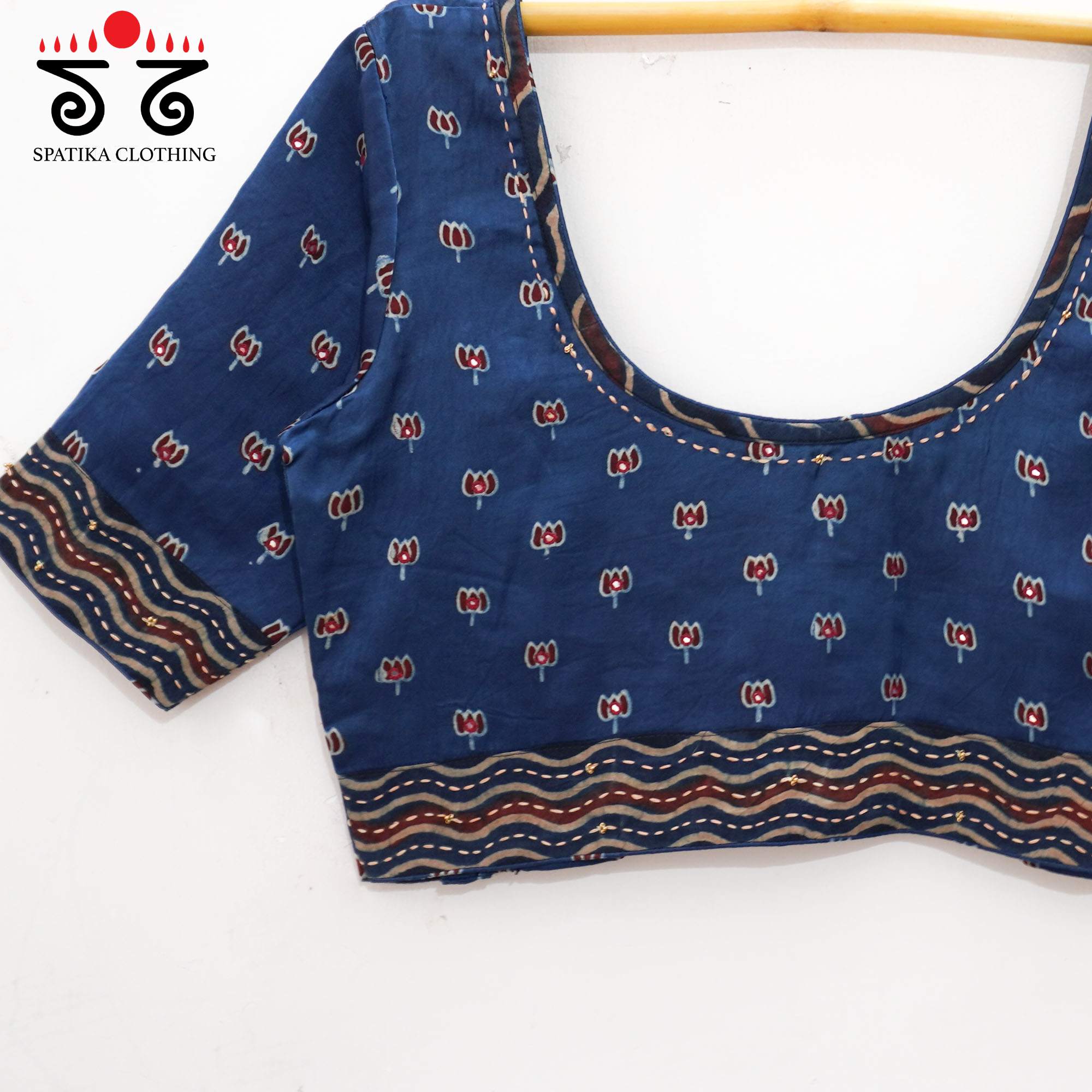 Blue Lotus - Ajrak Modal Handcrafted Blouse