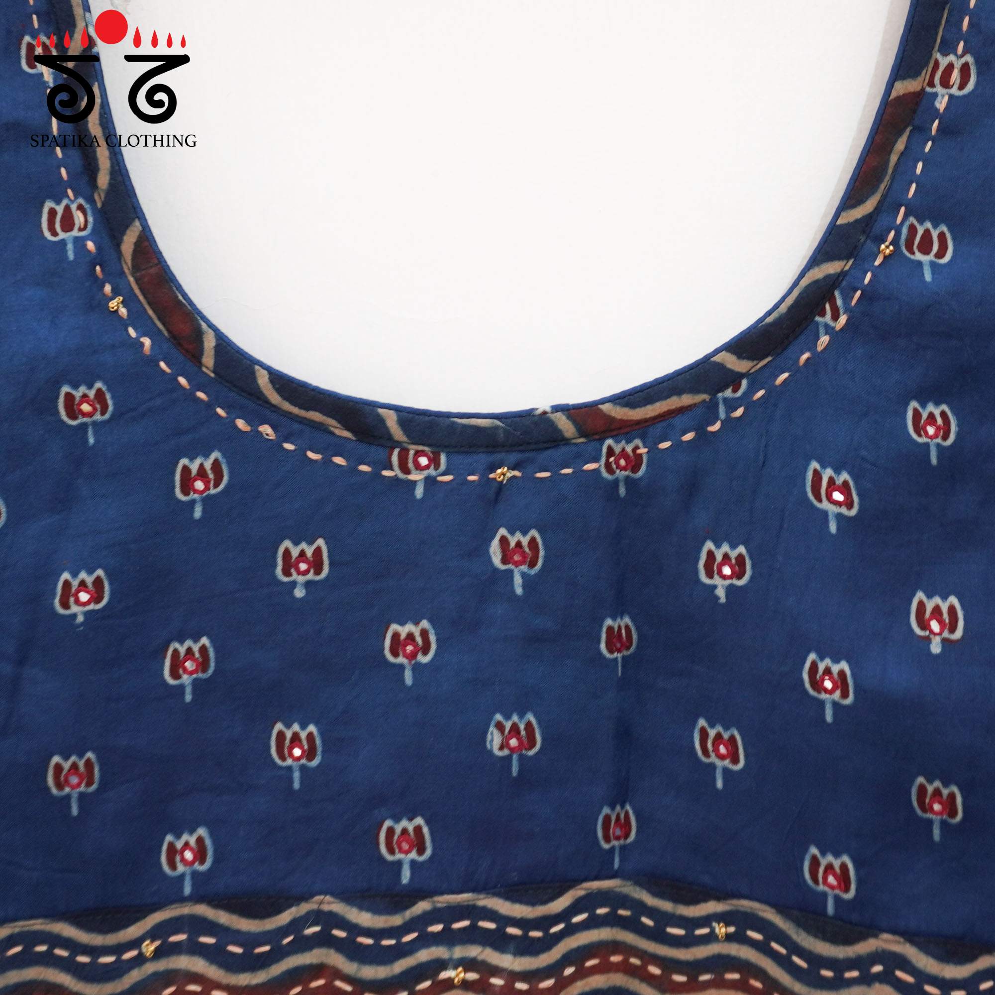 Blue Lotus - Ajrak Modal Handcrafted Blouse