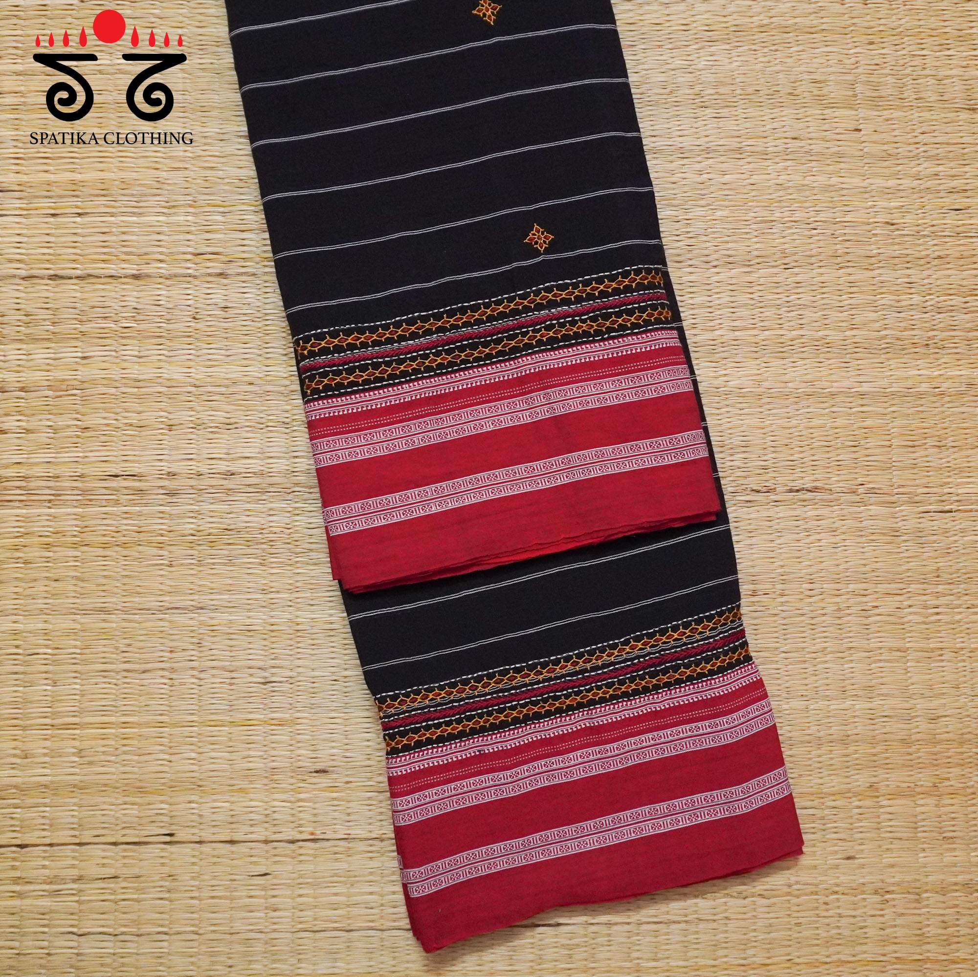 Black Ilkal Hand Embroidered Cotton Saree