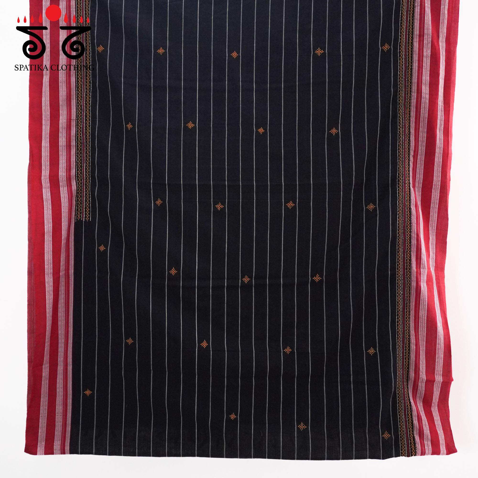 Black Ilkal Hand Embroidered Cotton Saree