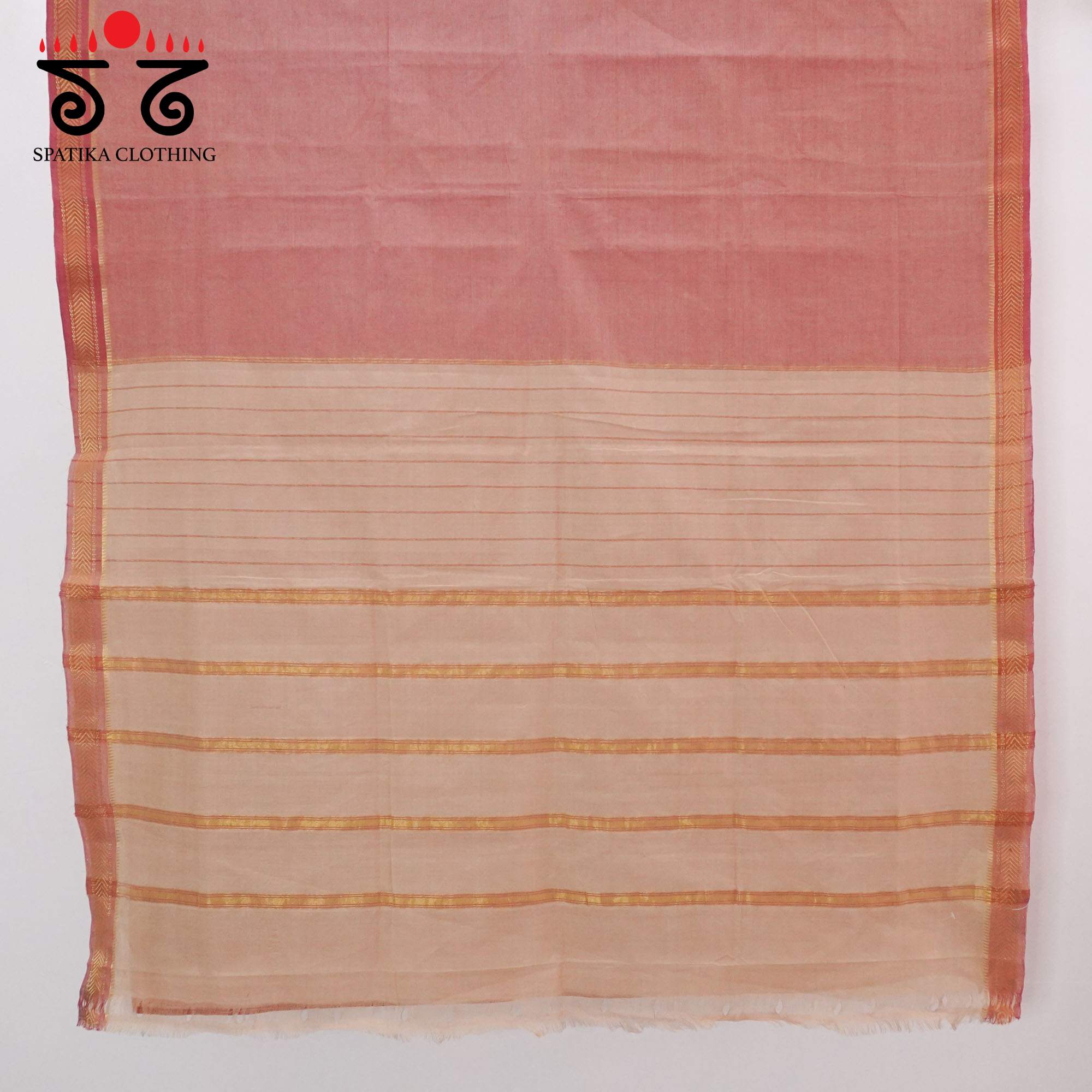 Peach Andhra Handwoven Cotton Saree With Special Blouse