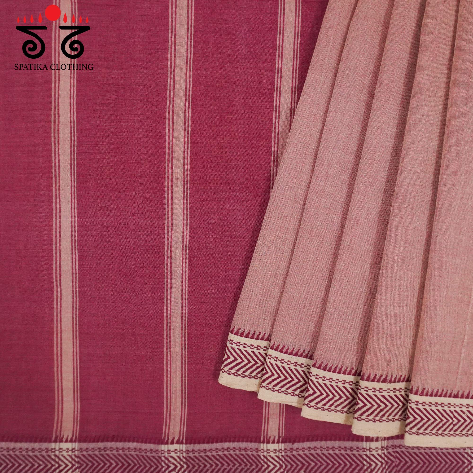 Pink Andhra Handwoven Cotton Saree With Special Blouse