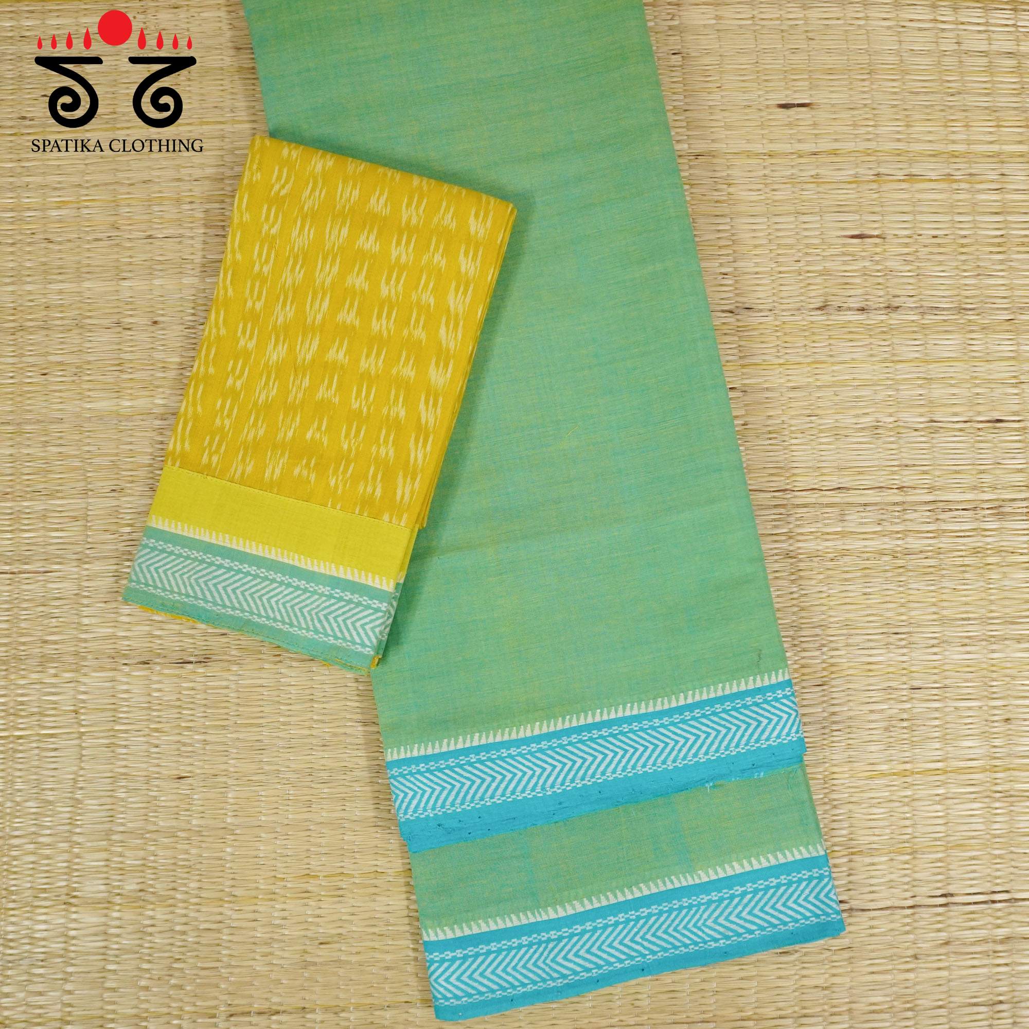 Green Andhra Handwoven Cotton Saree With Special Blouse