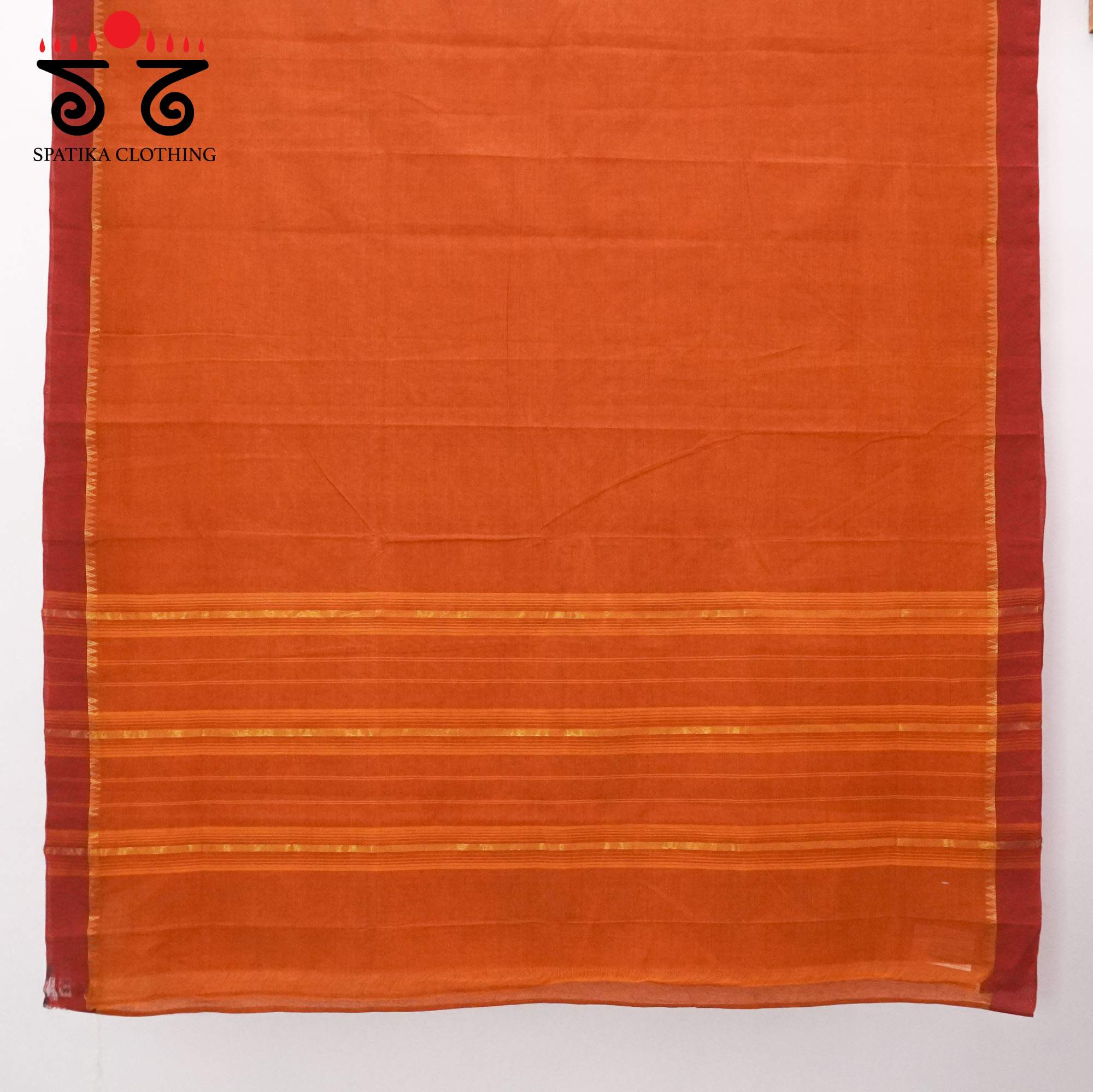 Orange Andhra Handwoven Cotton Saree With Special Blouse