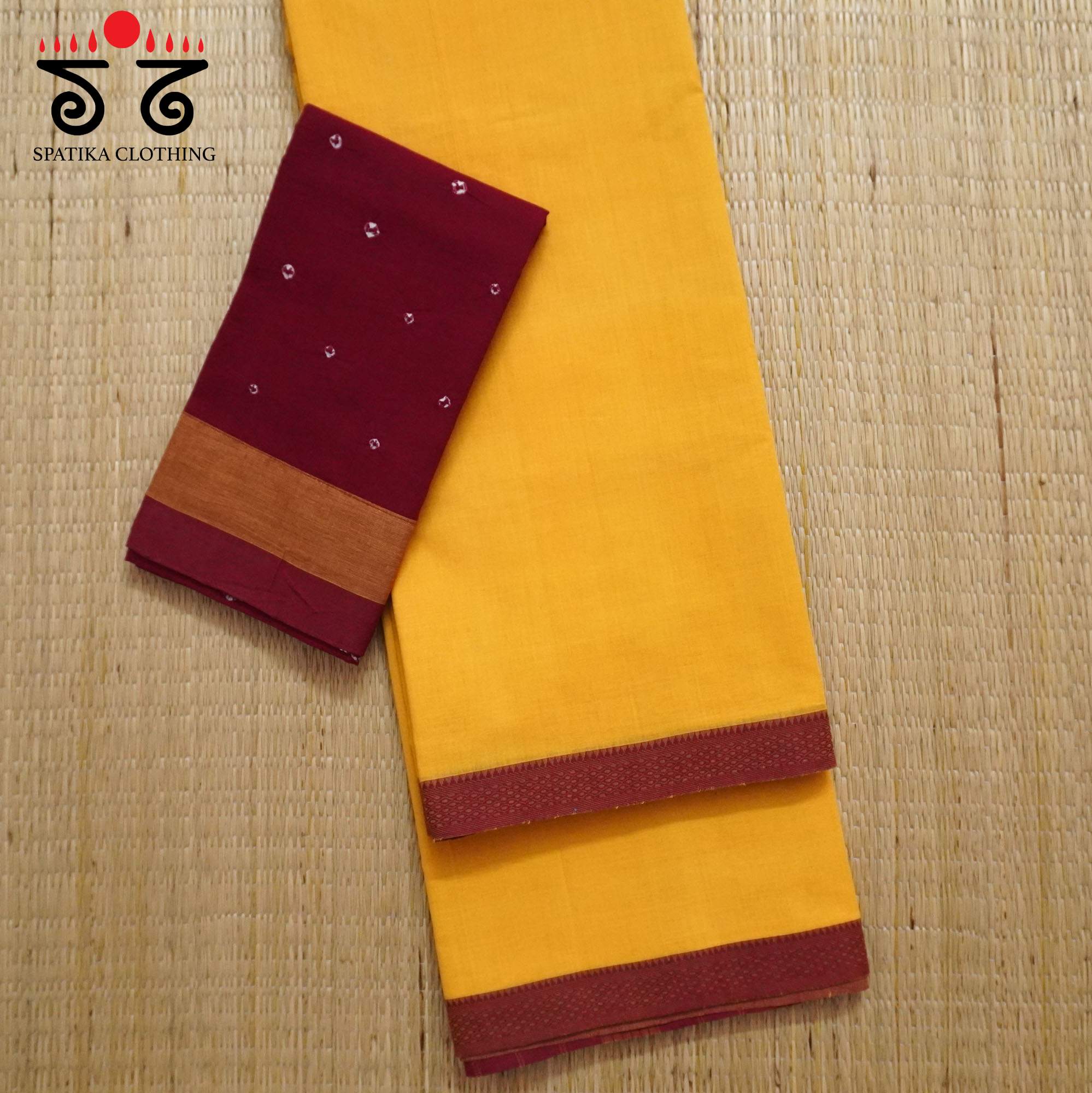 Yellow Andhra Handwoven Cotton Saree With Special Blouse