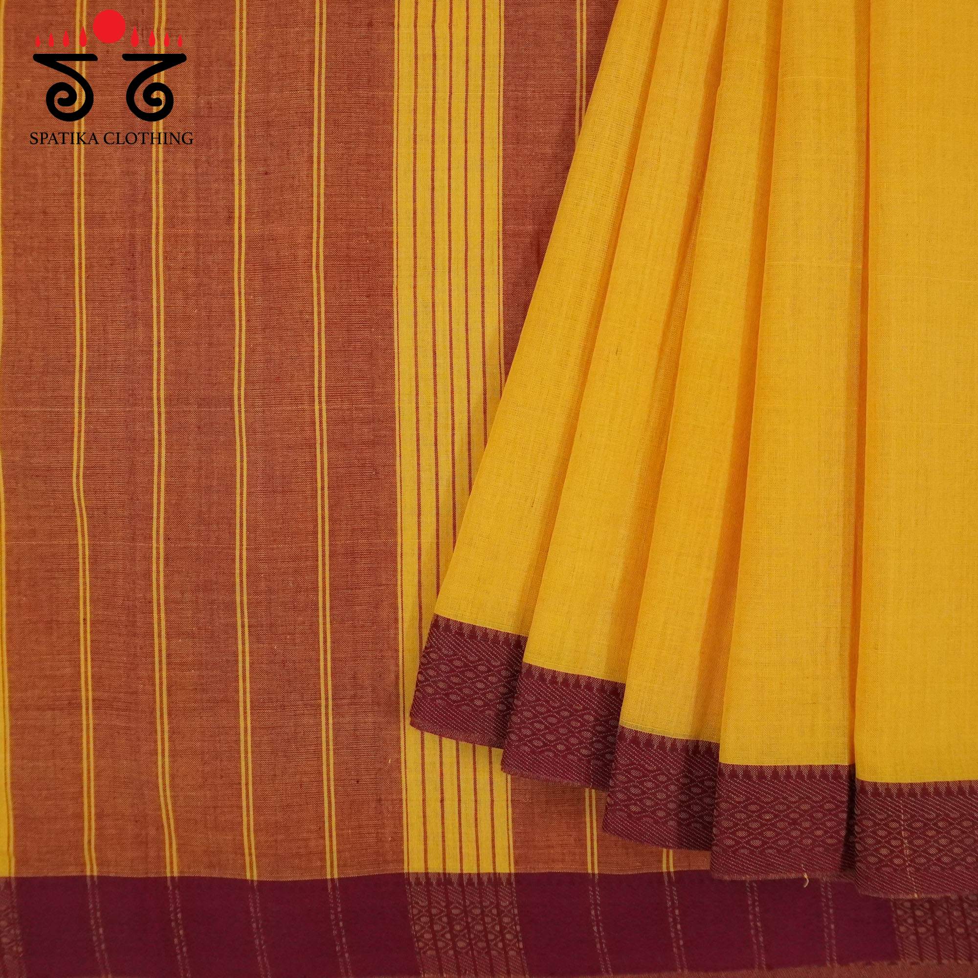 Yellow Andhra Handwoven Cotton Saree With Special Blouse