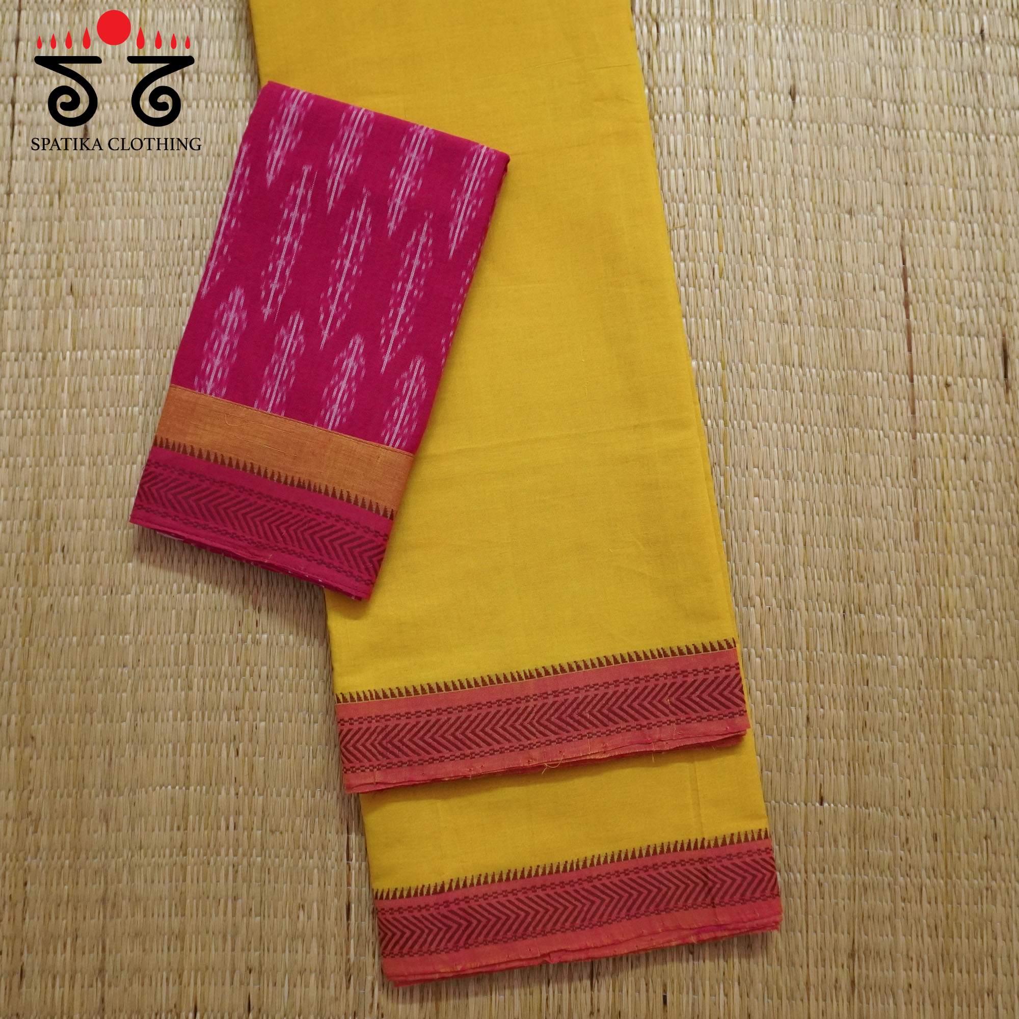 Yellow Andhra Handwoven Cotton Saree With Special Blouse
