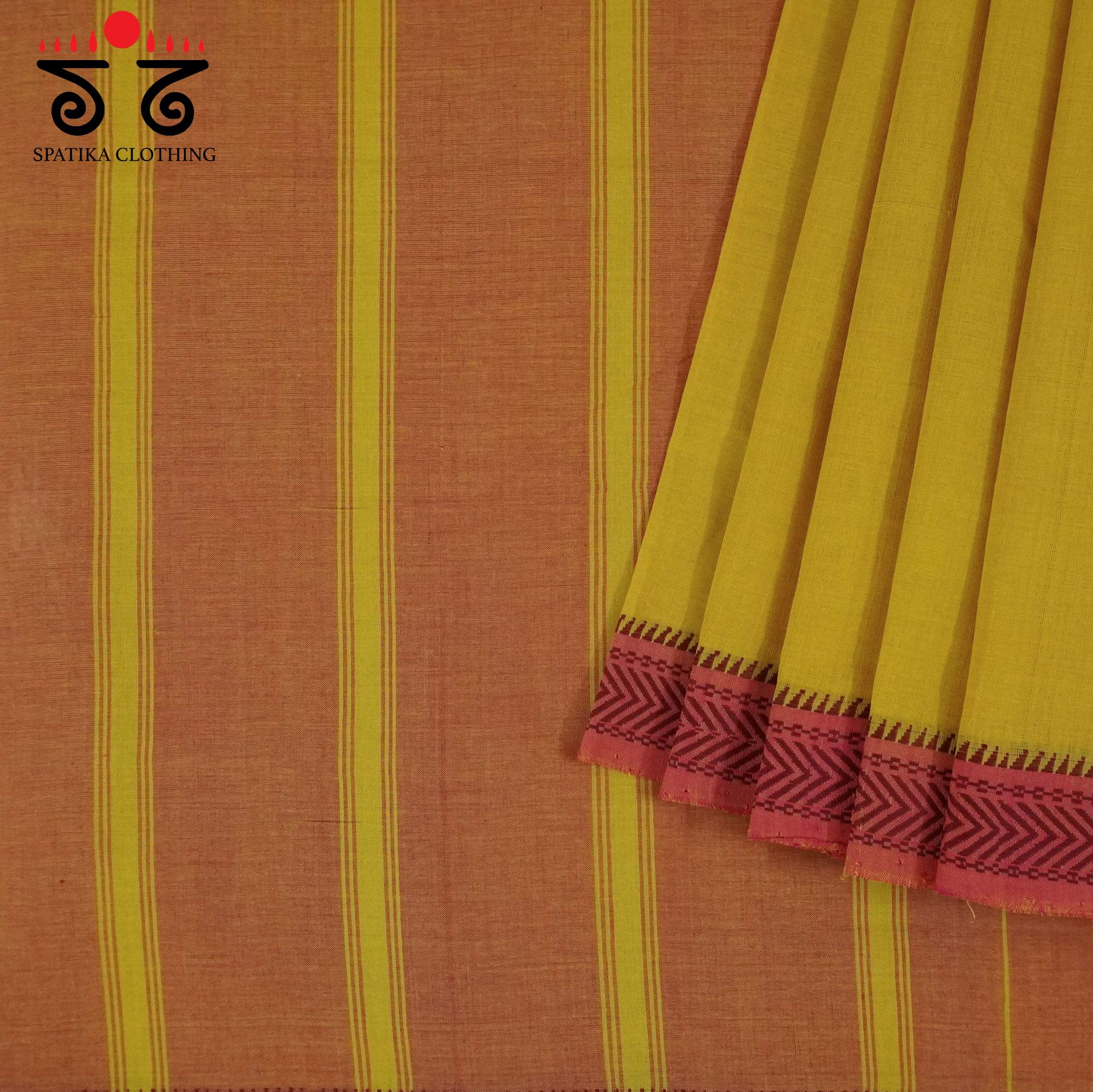 Yellow Andhra Handwoven Cotton Saree With Special Blouse