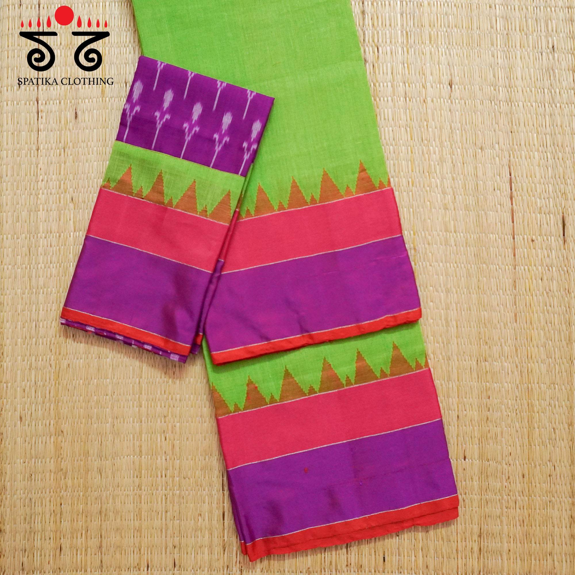 Green Ponduru Handspun Cotton Saree With Special Blouse